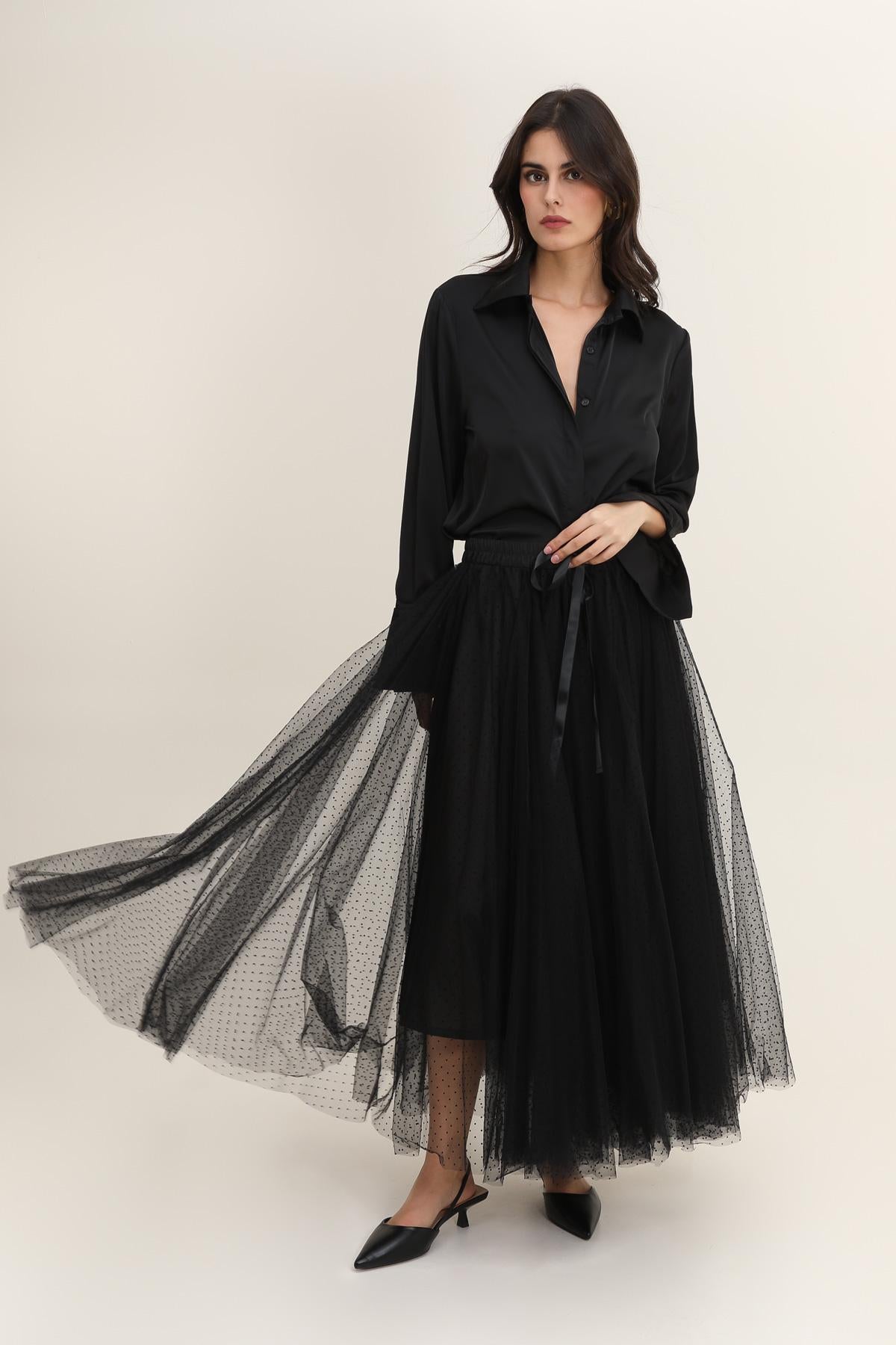 Jupe Aria en tulle plumetis à pois