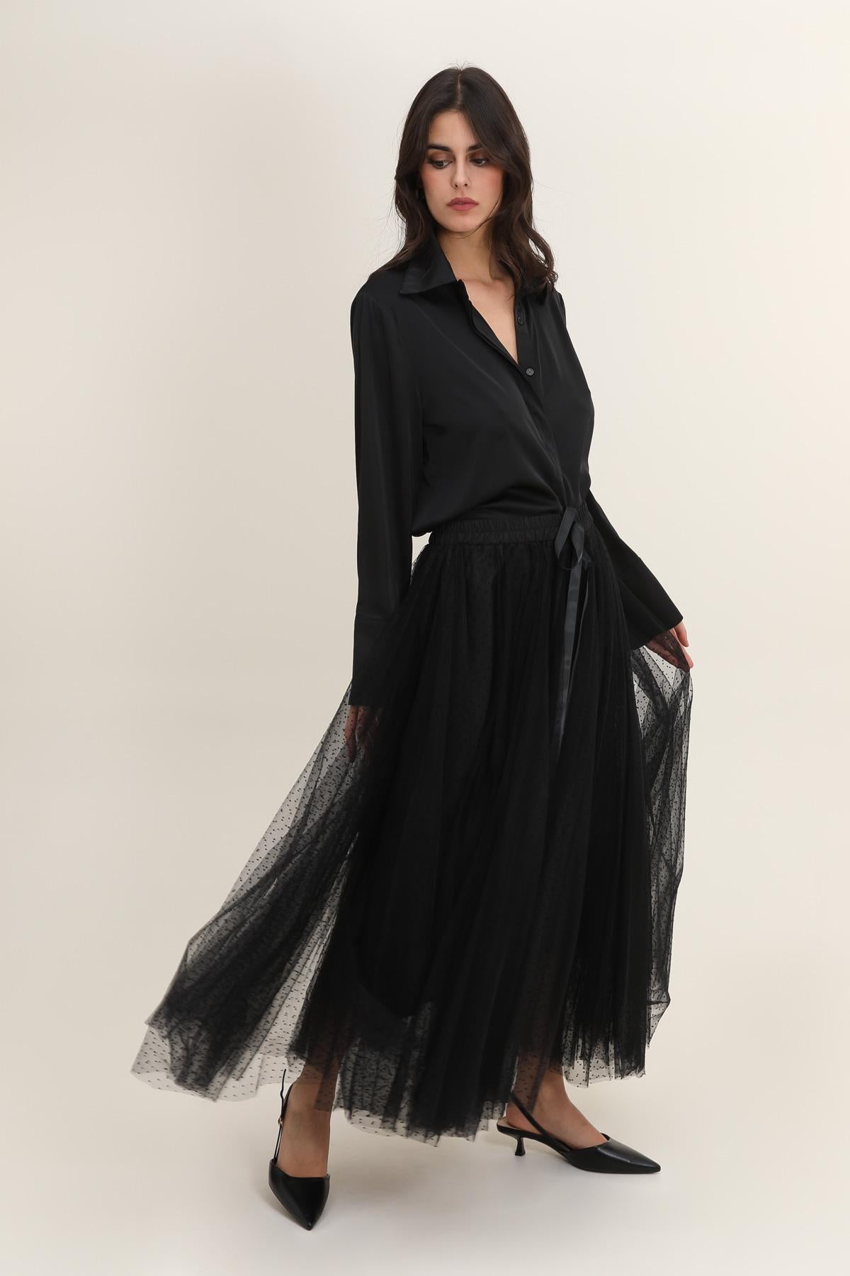 Jupe Aria en tulle plumetis à pois