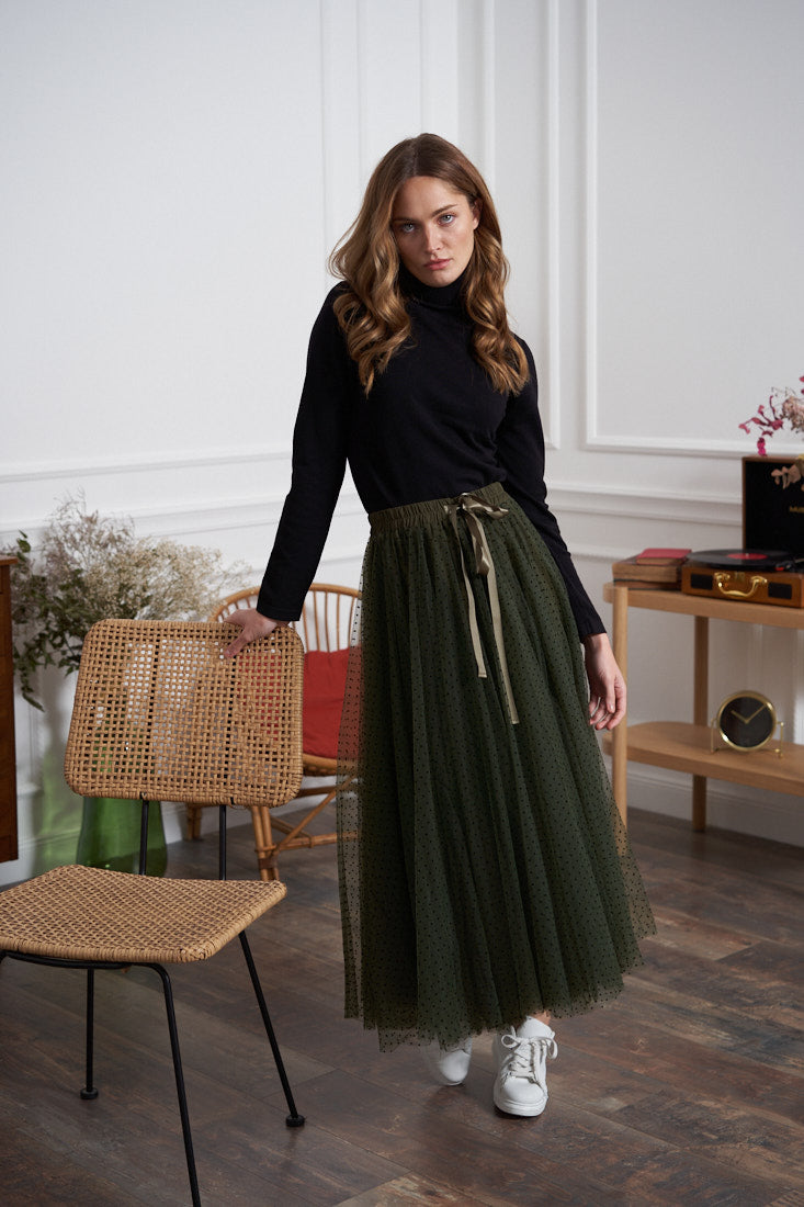 Jupe Aria en tulle plumetis à pois