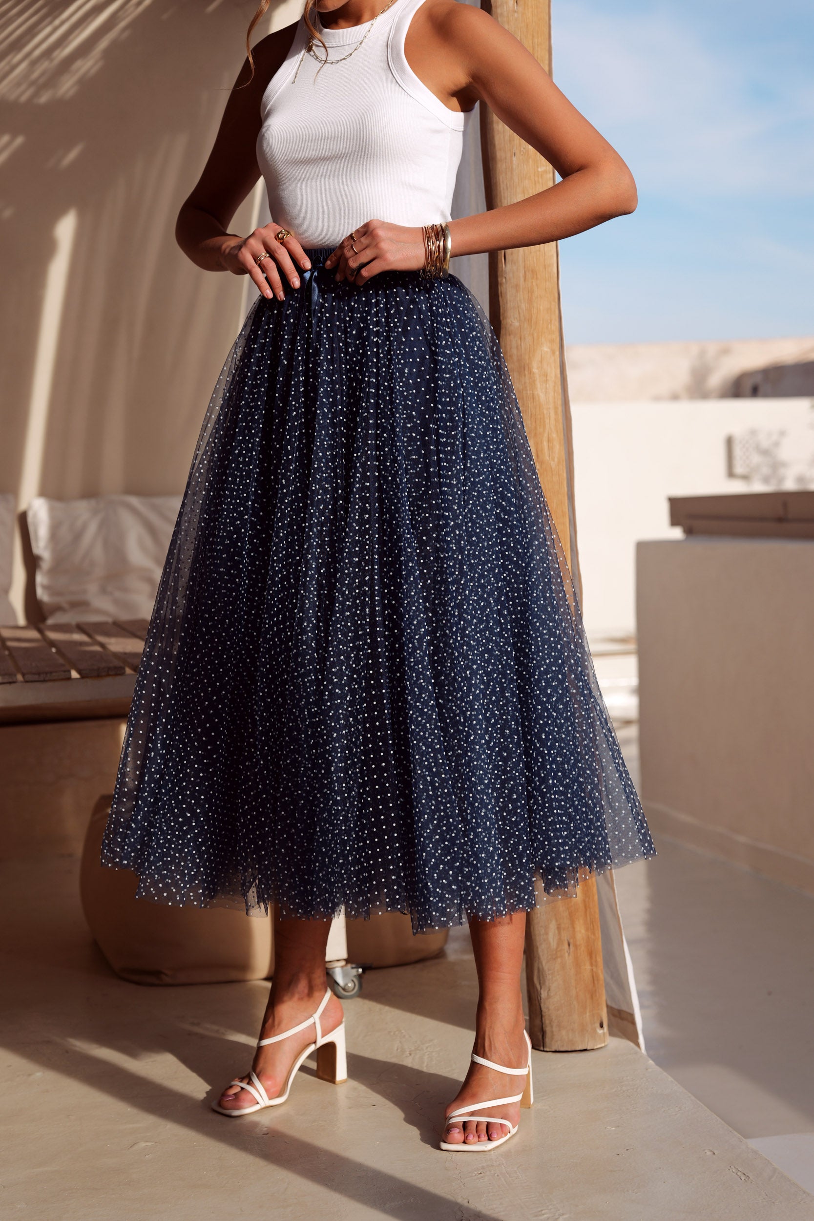 Jupe Aria en tulle plumetis à pois