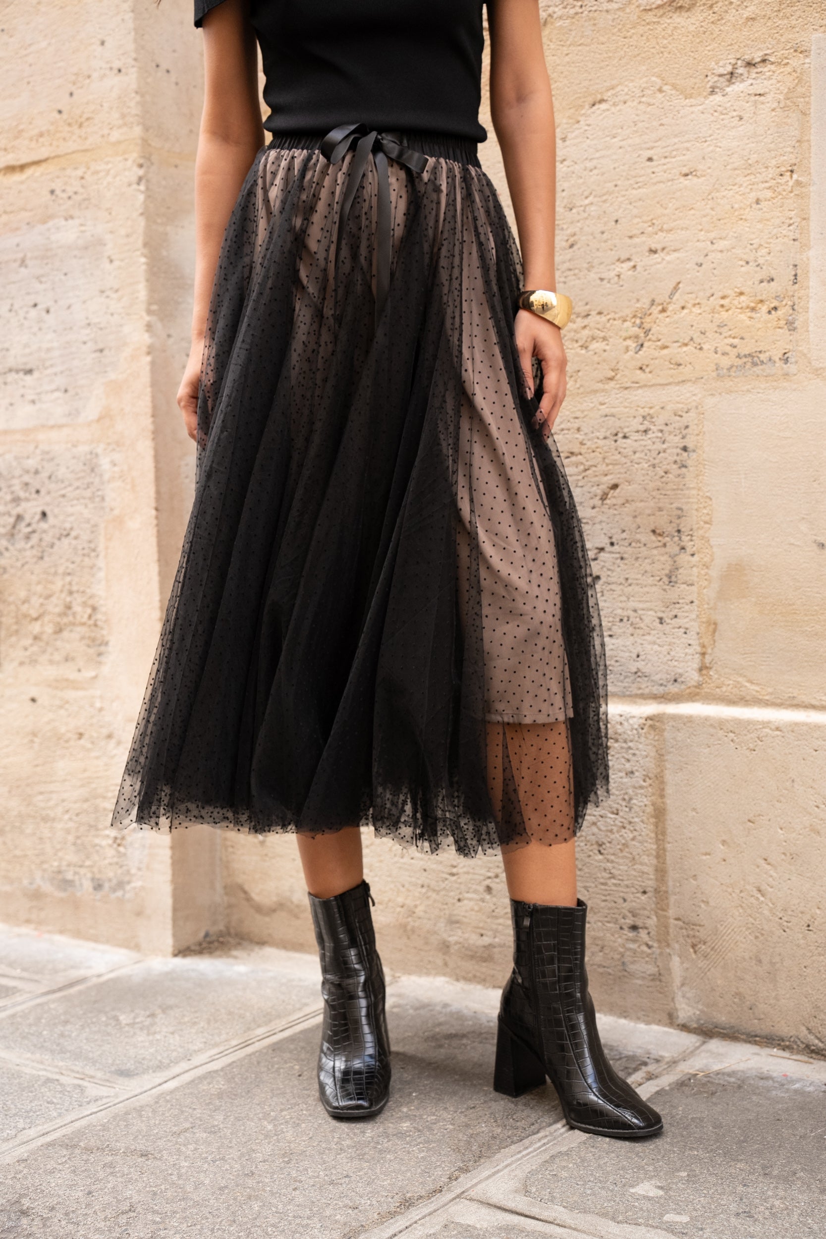 Jupe Aria en tulle plumetis à pois