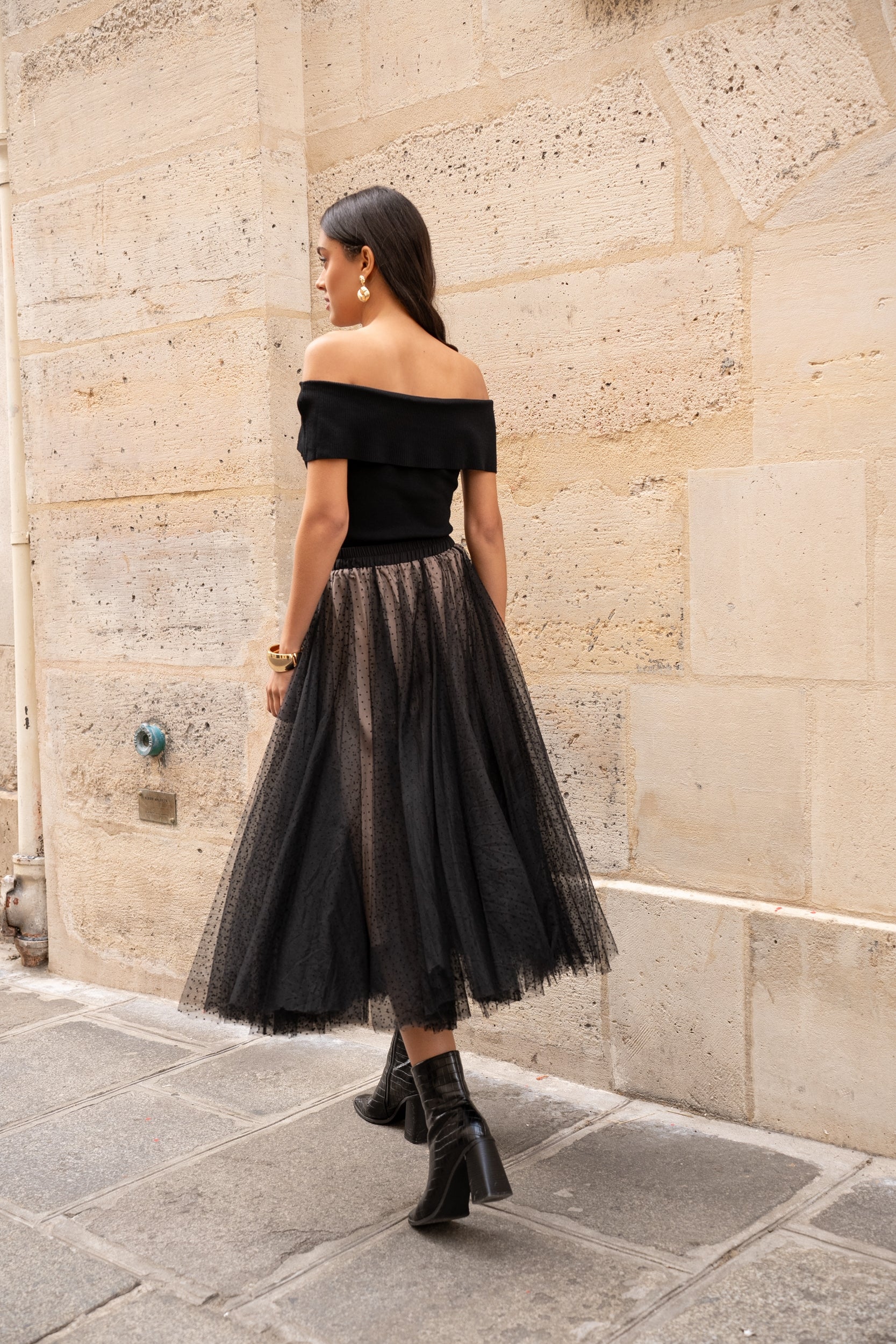 Jupe Aria en tulle plumetis à pois