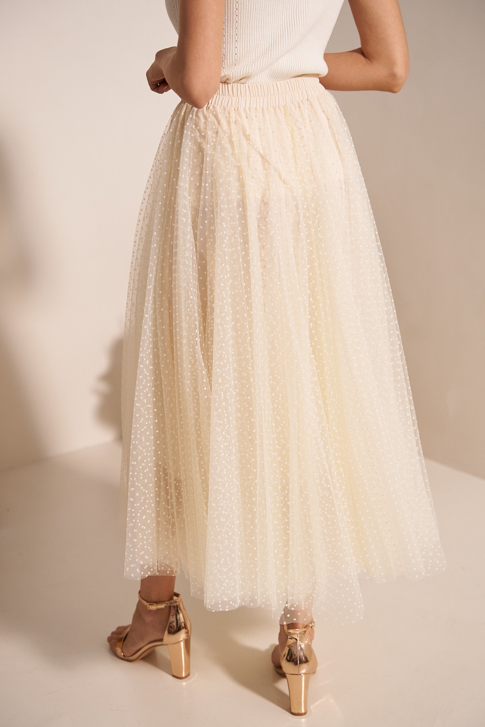 Jupe Aria en tulle plumetis à pois