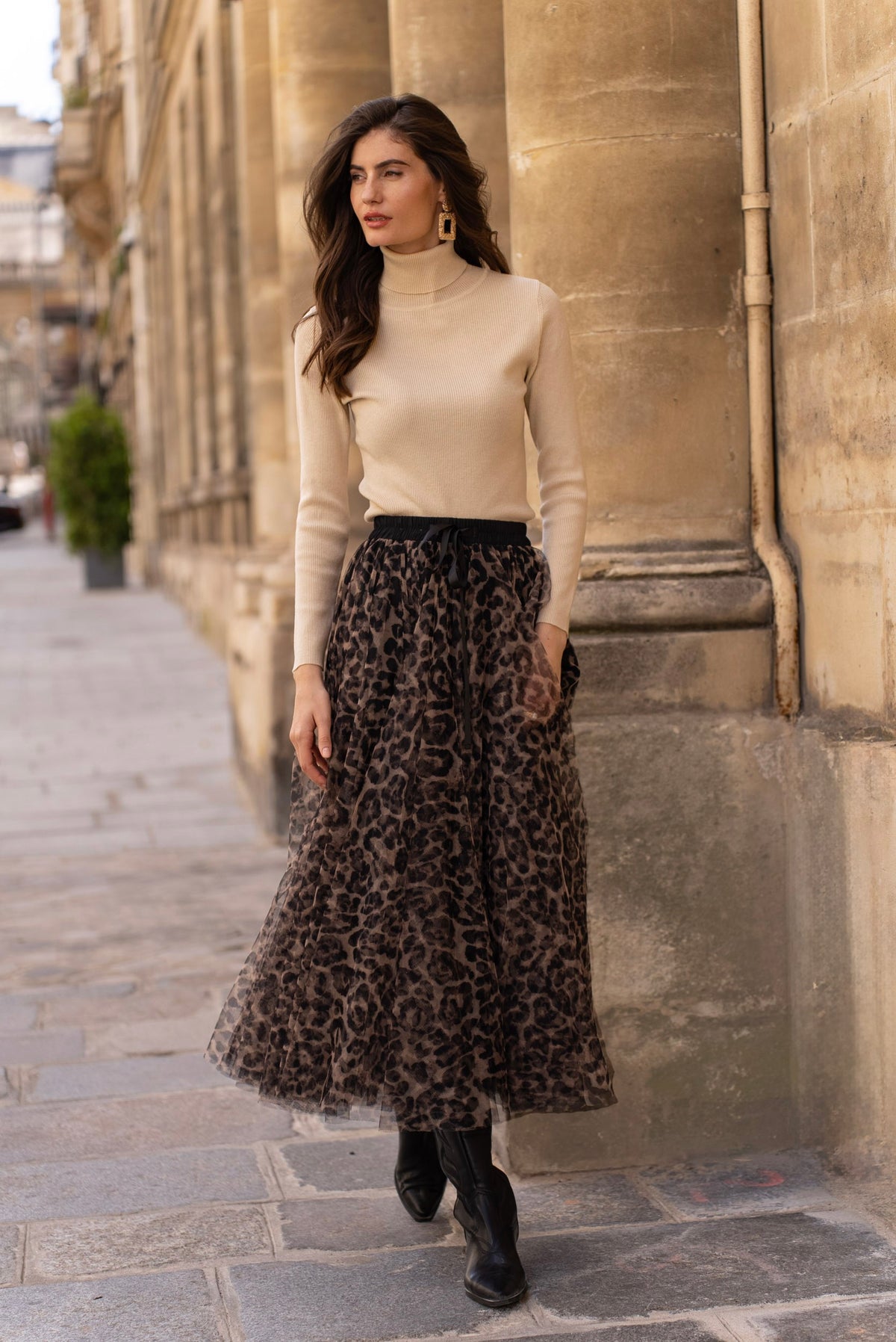 Jupe Aria tulle grand léopard