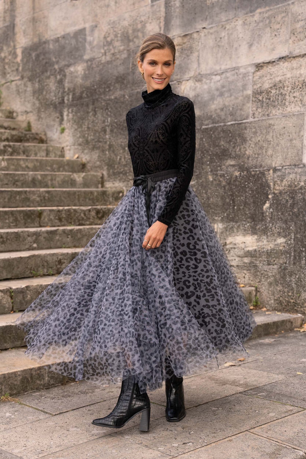 Jupe Aria tulle grand léopard