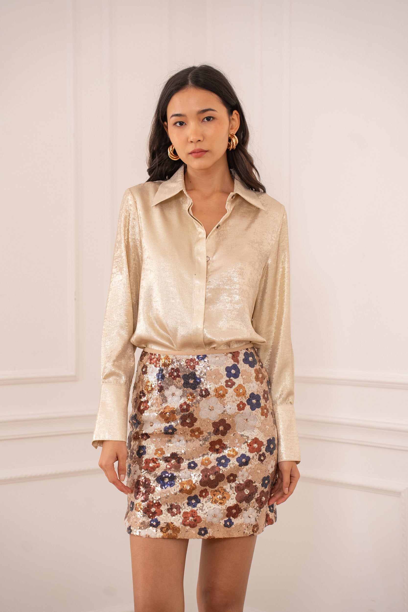 Chemise Léa métallisée brillante