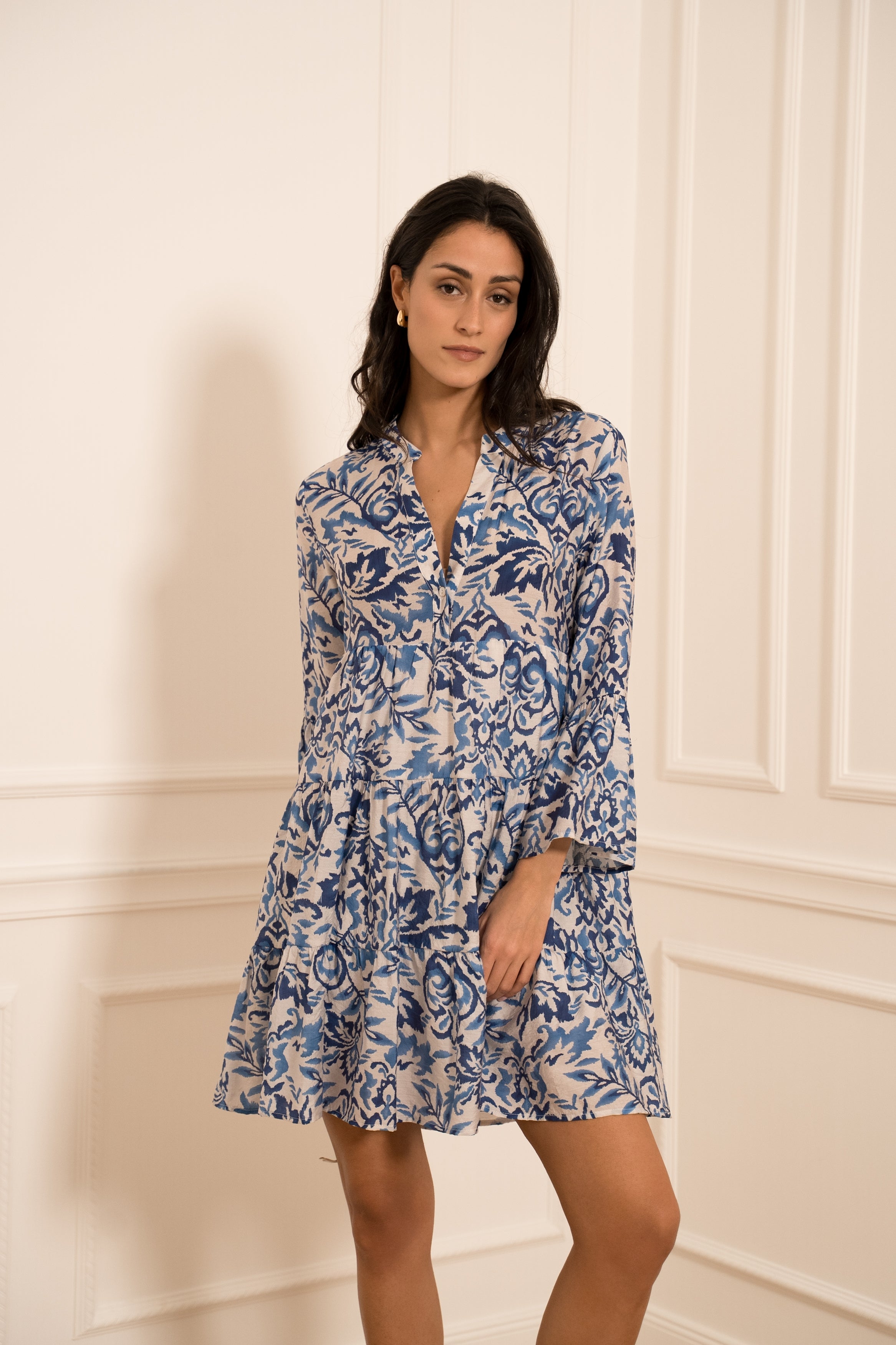 Robe courte Saint-Tropez imprimée fleurie