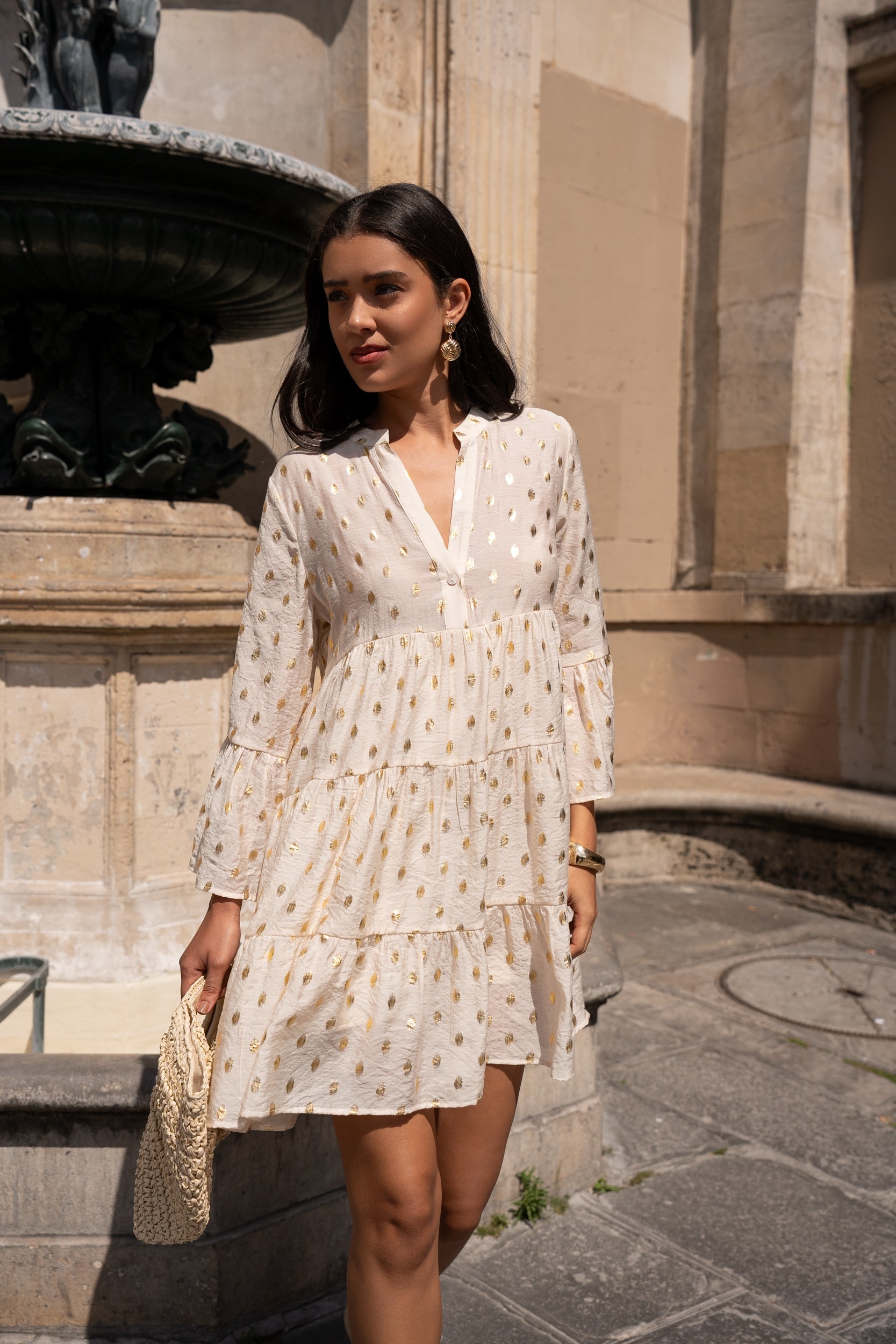 Short silk printed Saint-Tropez dress