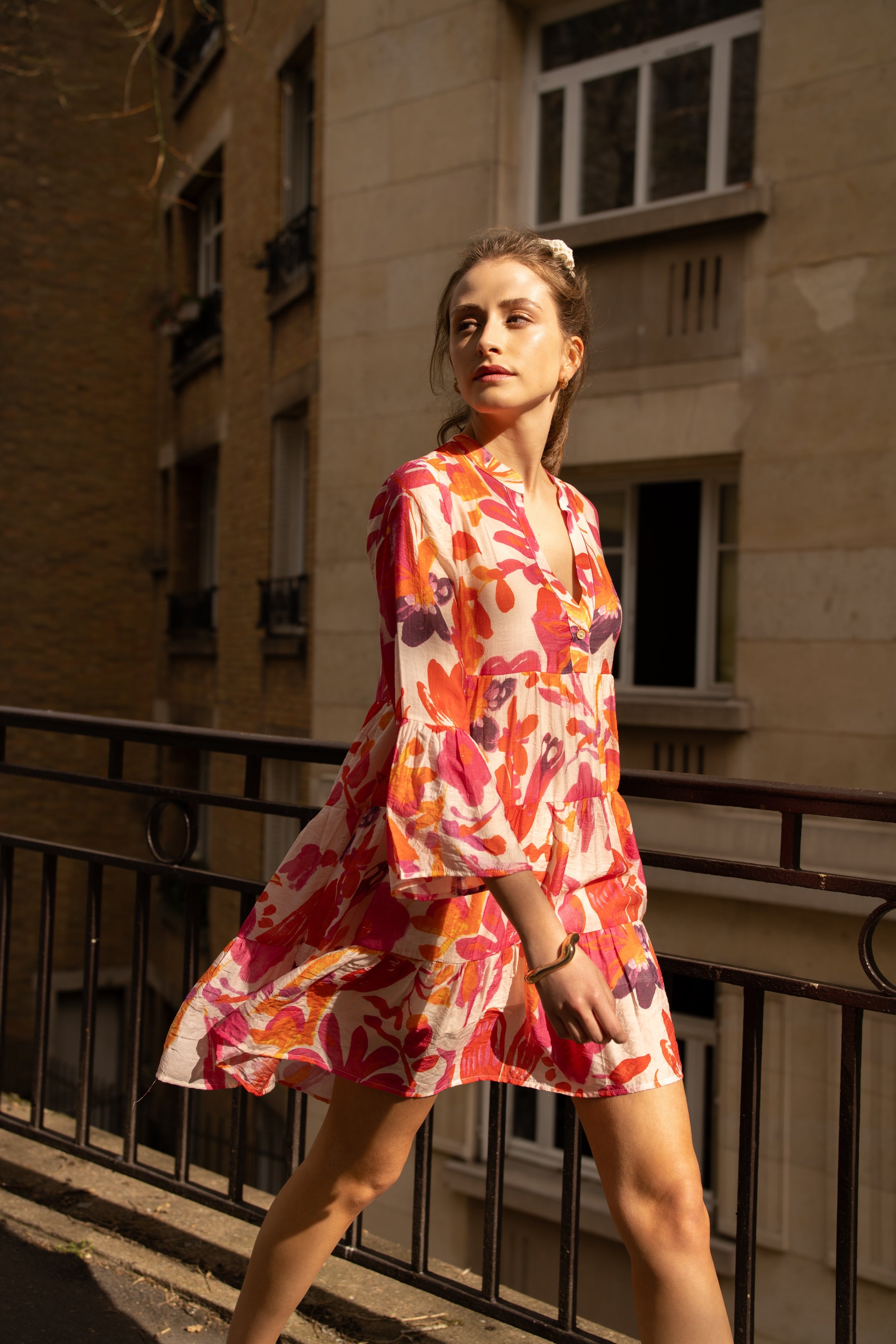 Robe courte Saint-Tropez imprimée fleurie