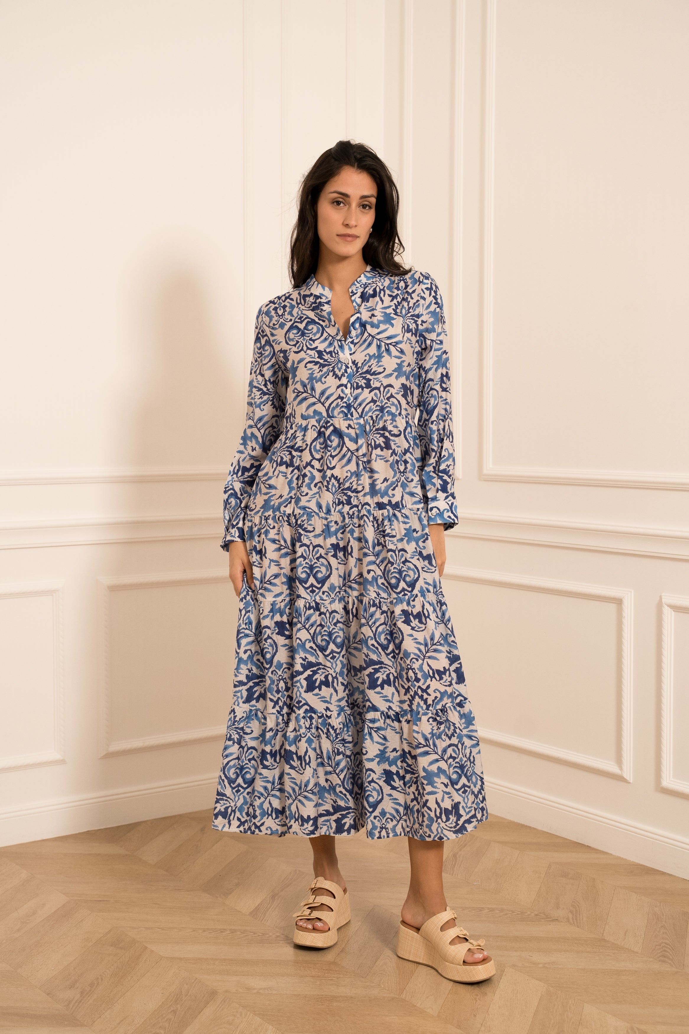 Robe longue imprimée fleurie Marbella