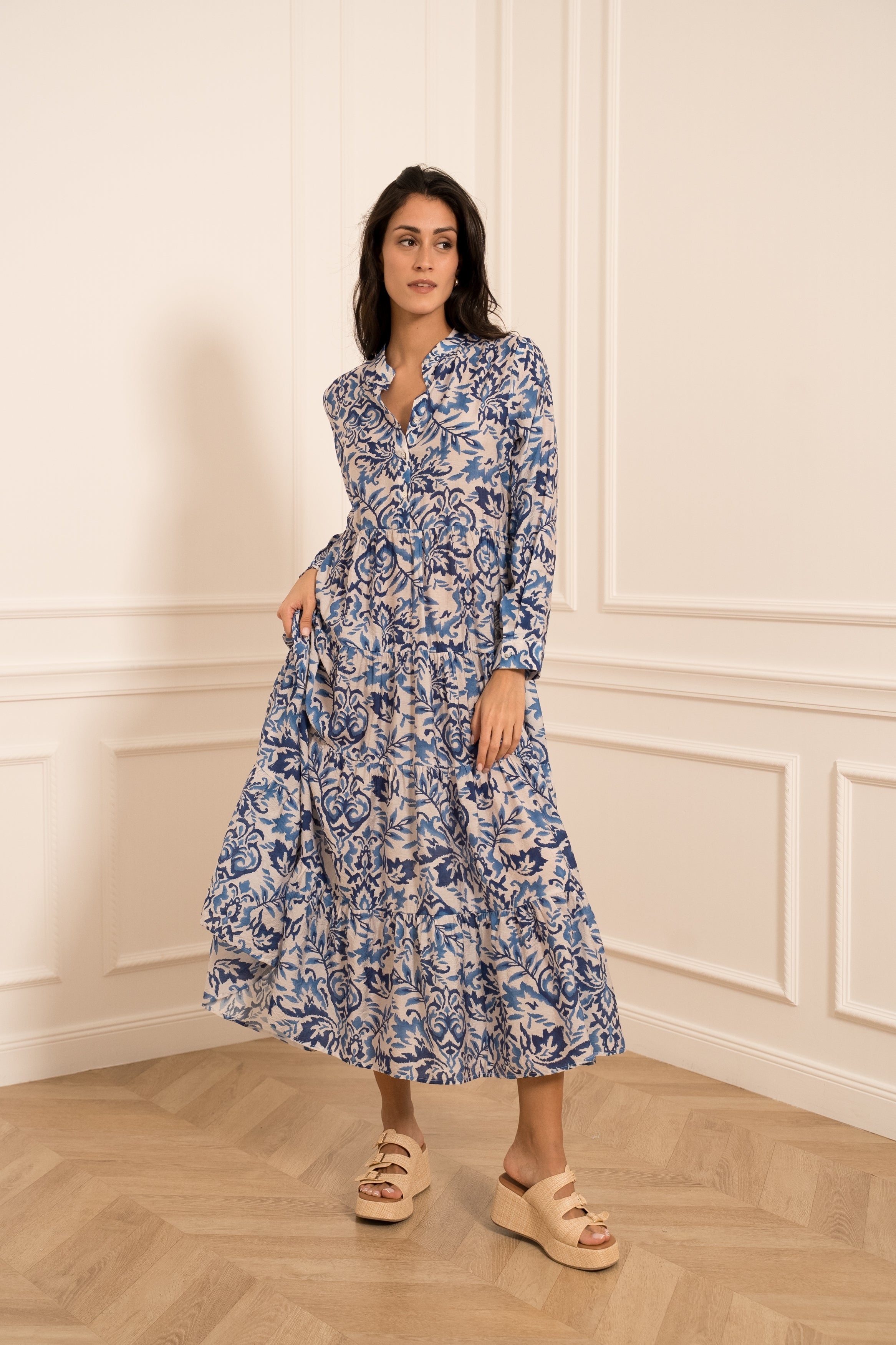 Robe longue imprimée fleurie Marbella