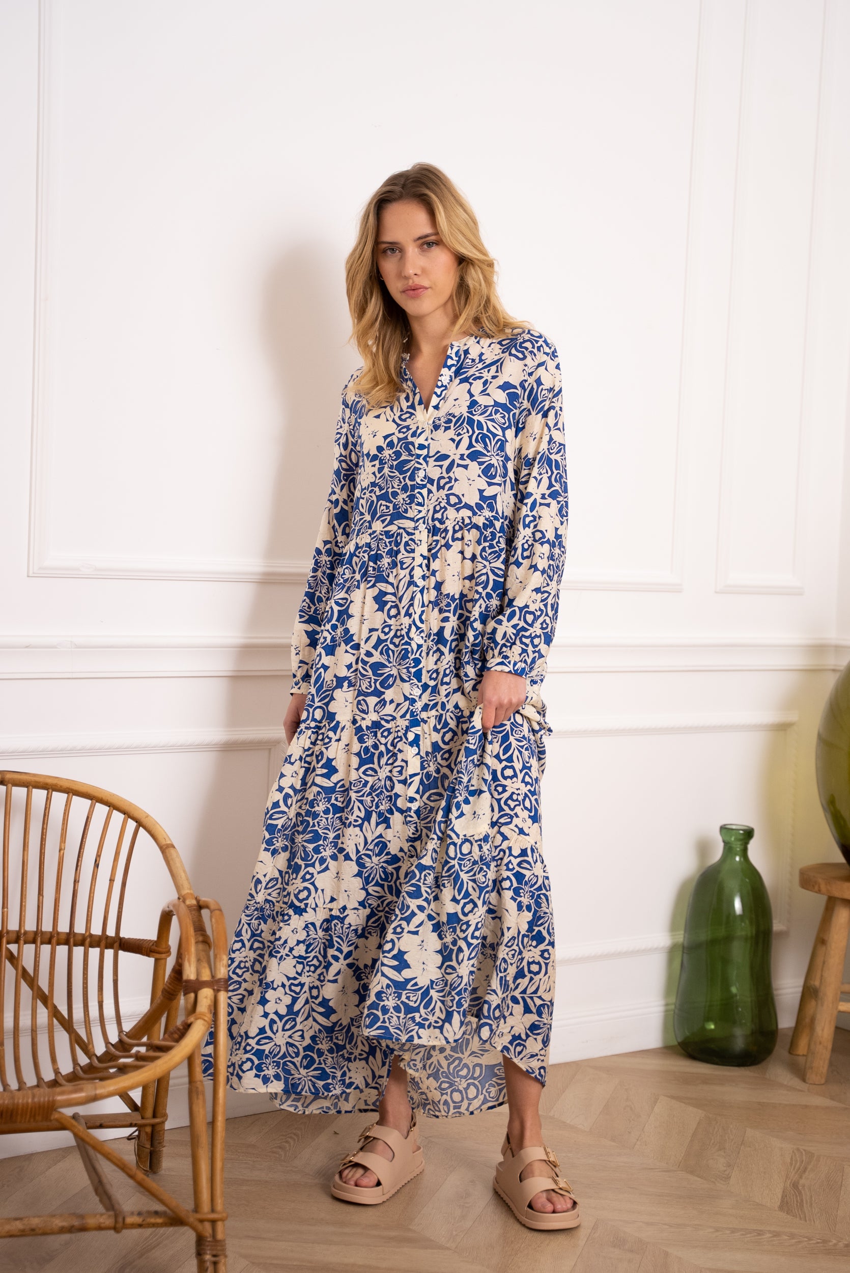 Robe longue imprimée fleurie Marbella