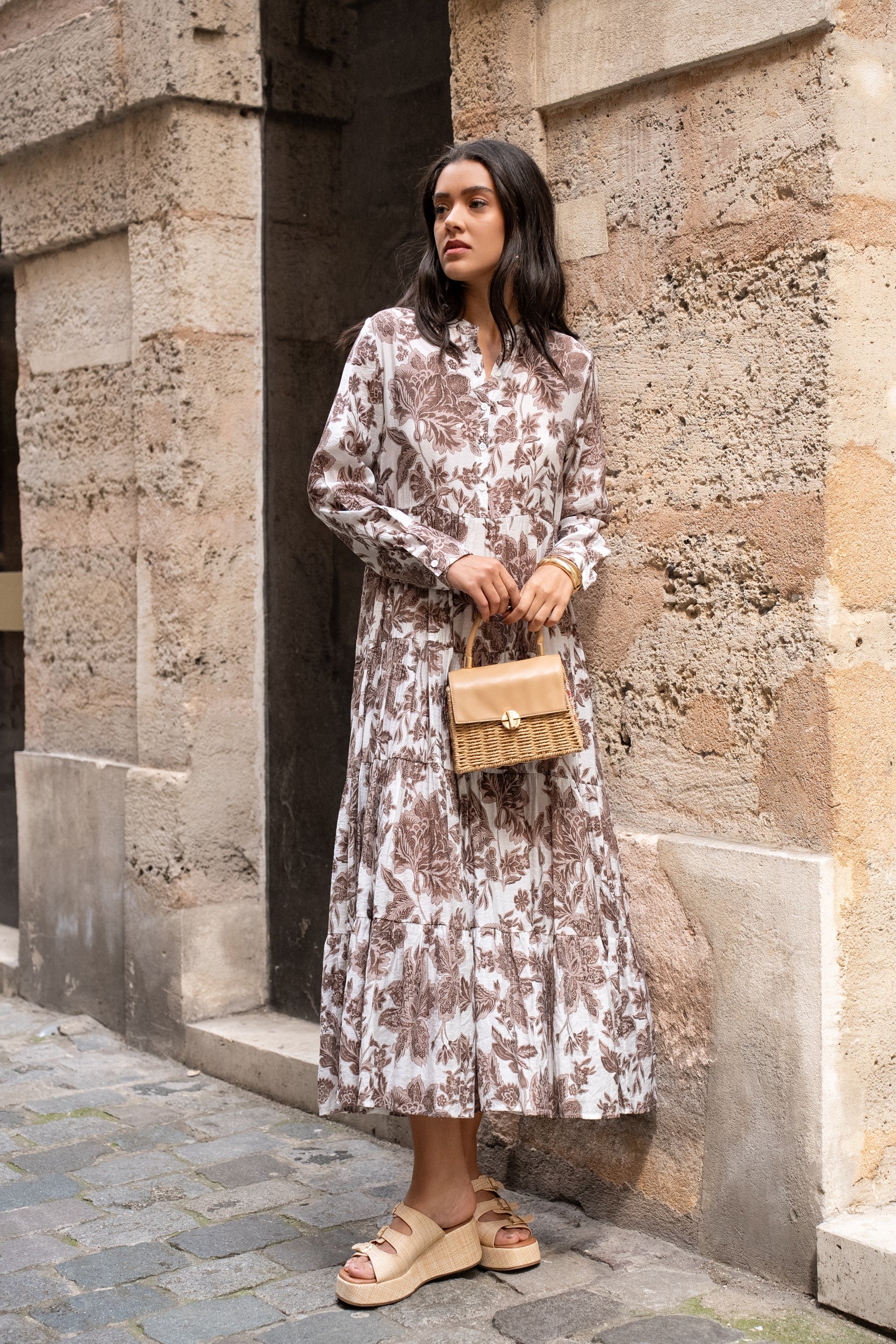 Robe longue imprimée fleurie Marbella