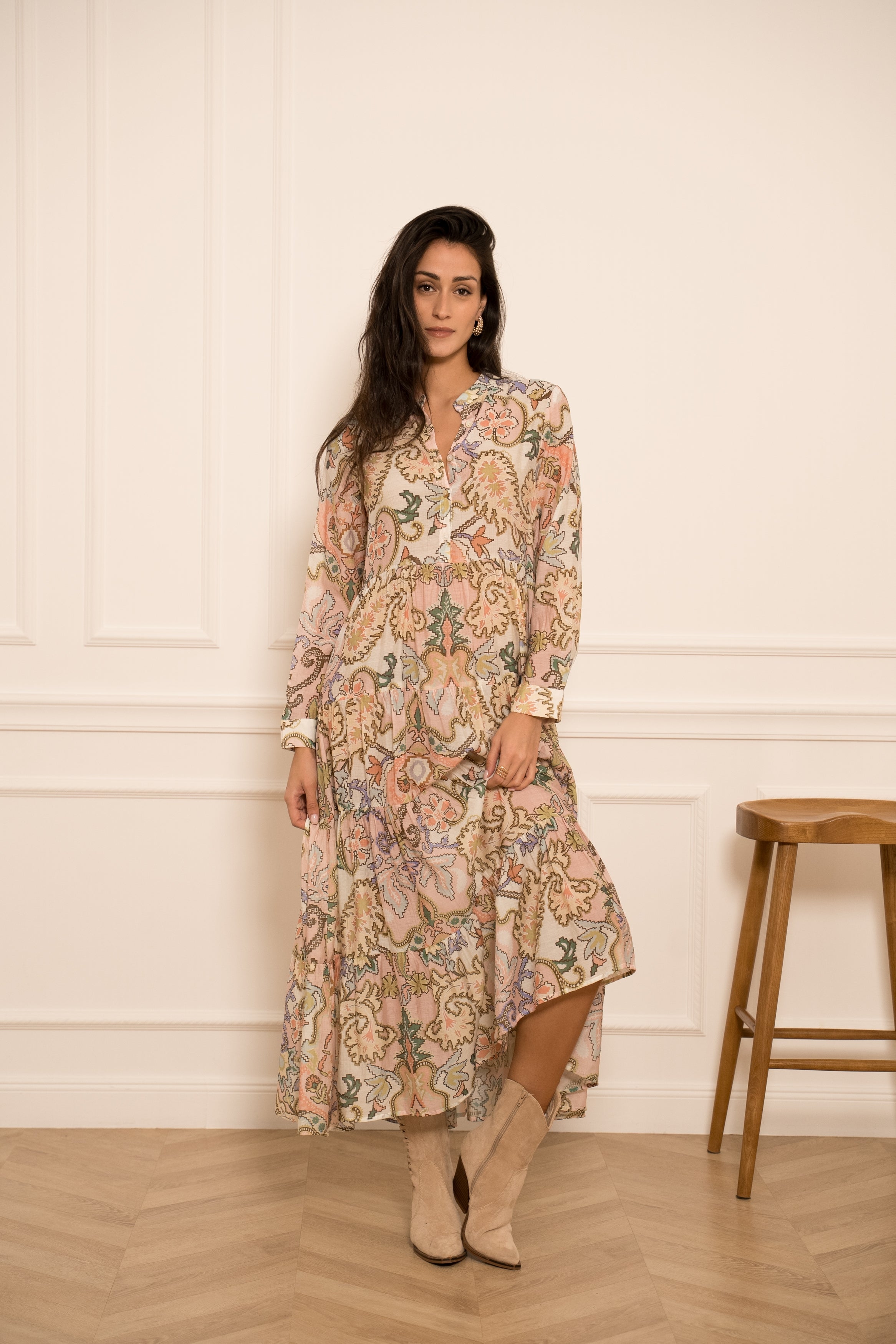 Robe longue imprimée fleurie Marbella