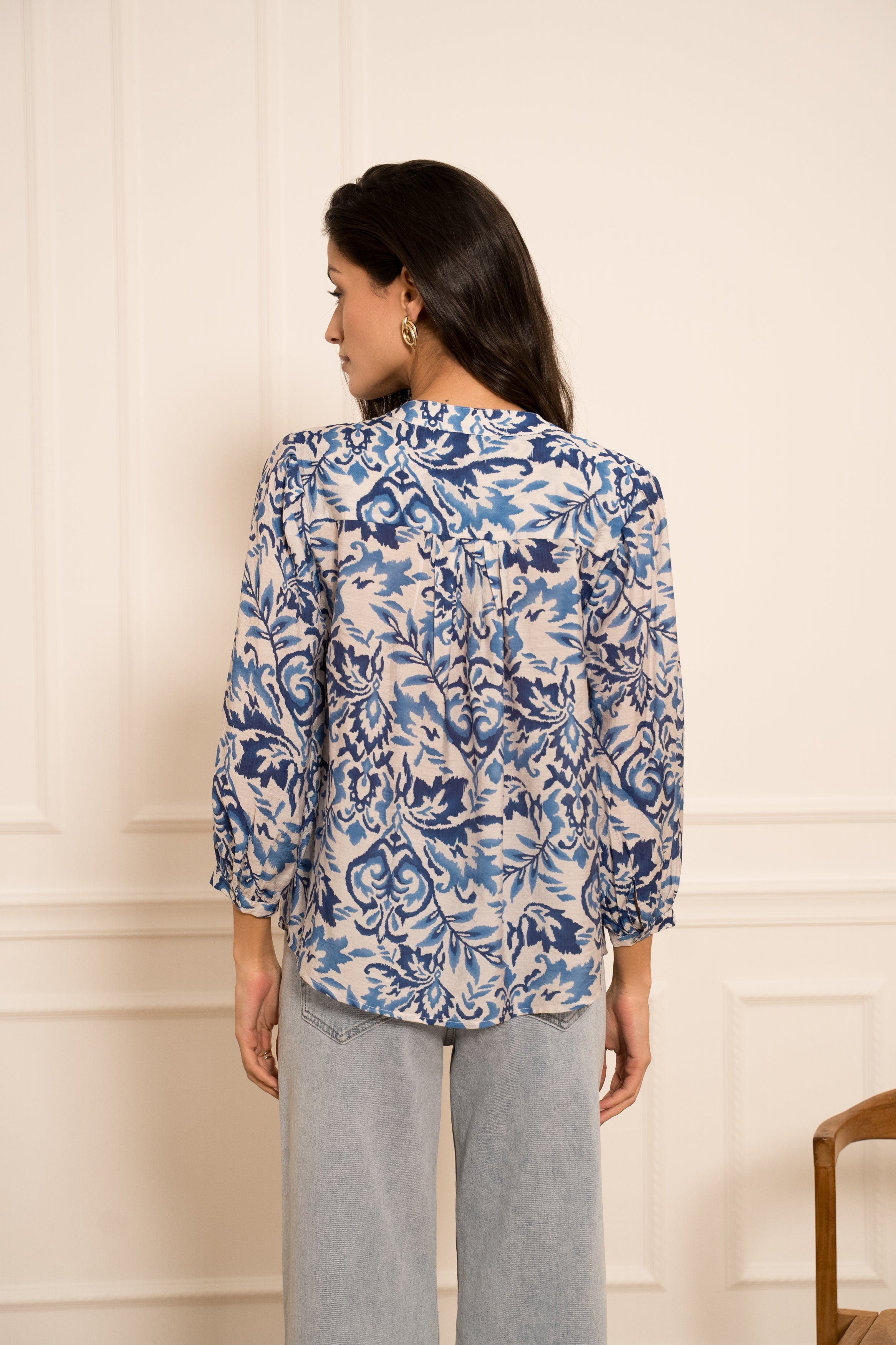 Eléna shirt in floral printed silk