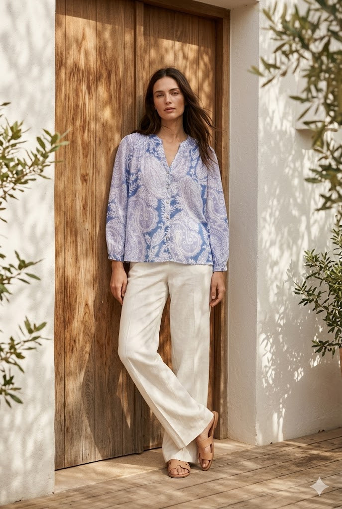 Chemise Eléna en soie imprimée fleurie