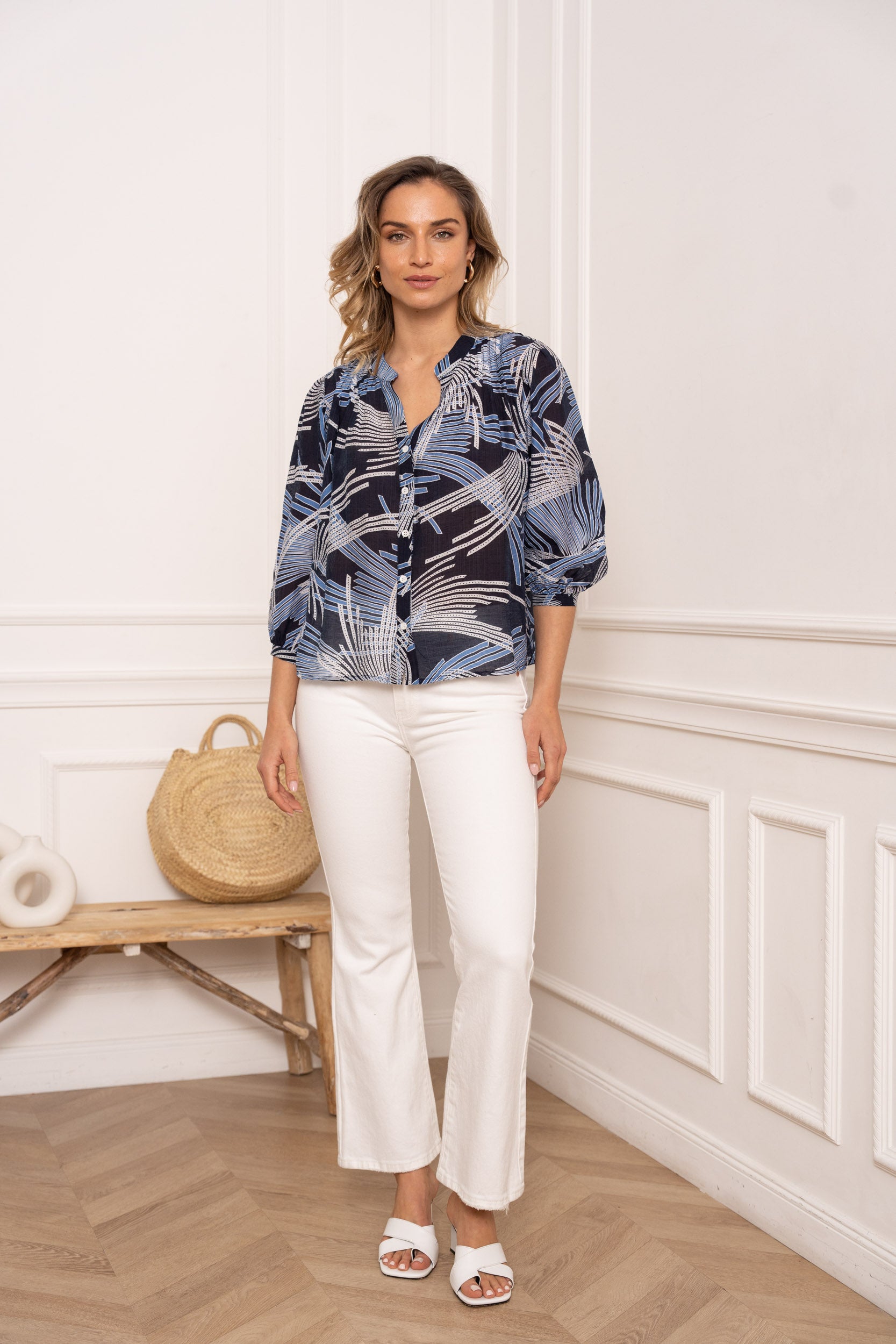 Eléna shirt in floral printed silk