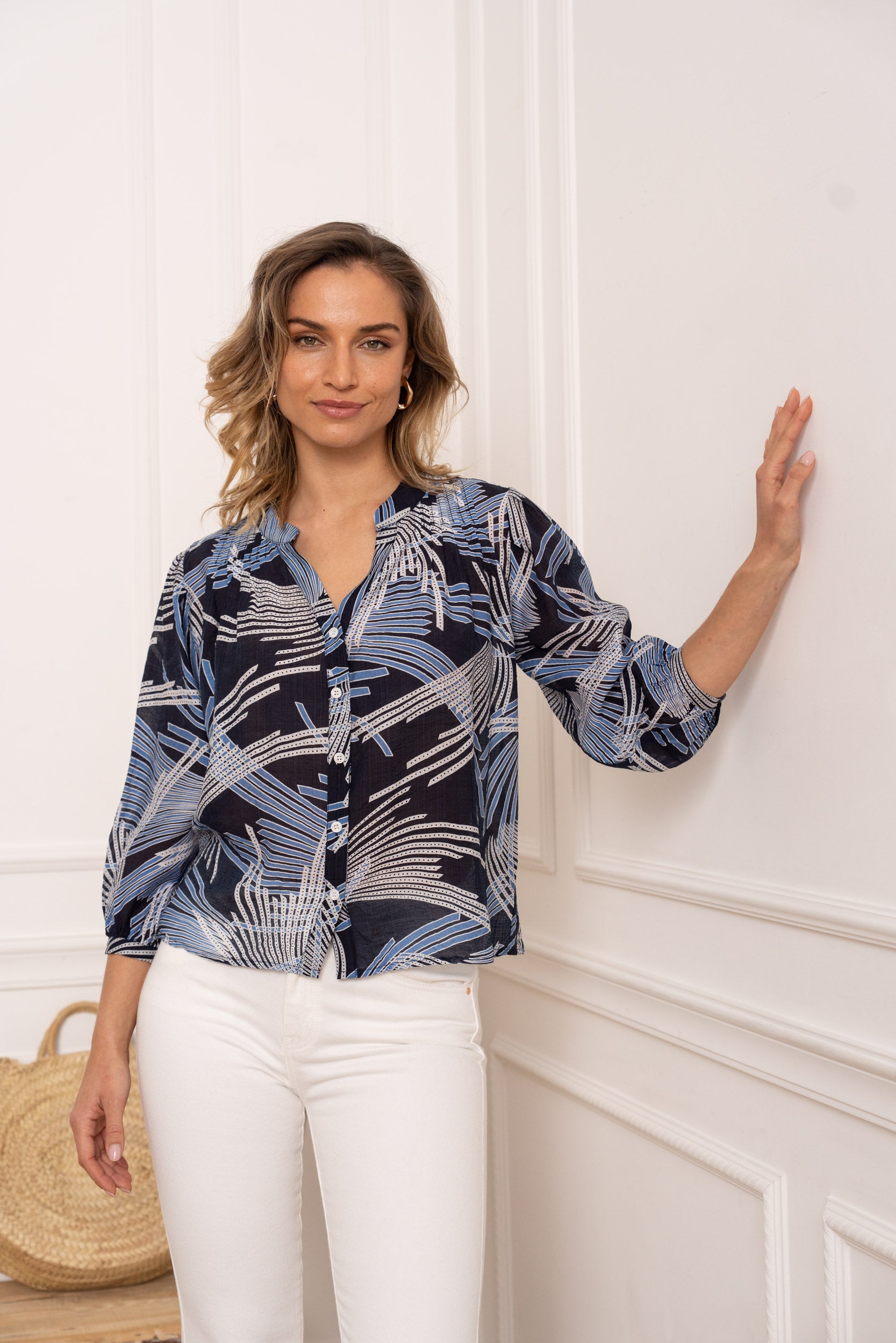 Eléna shirt in floral printed silk