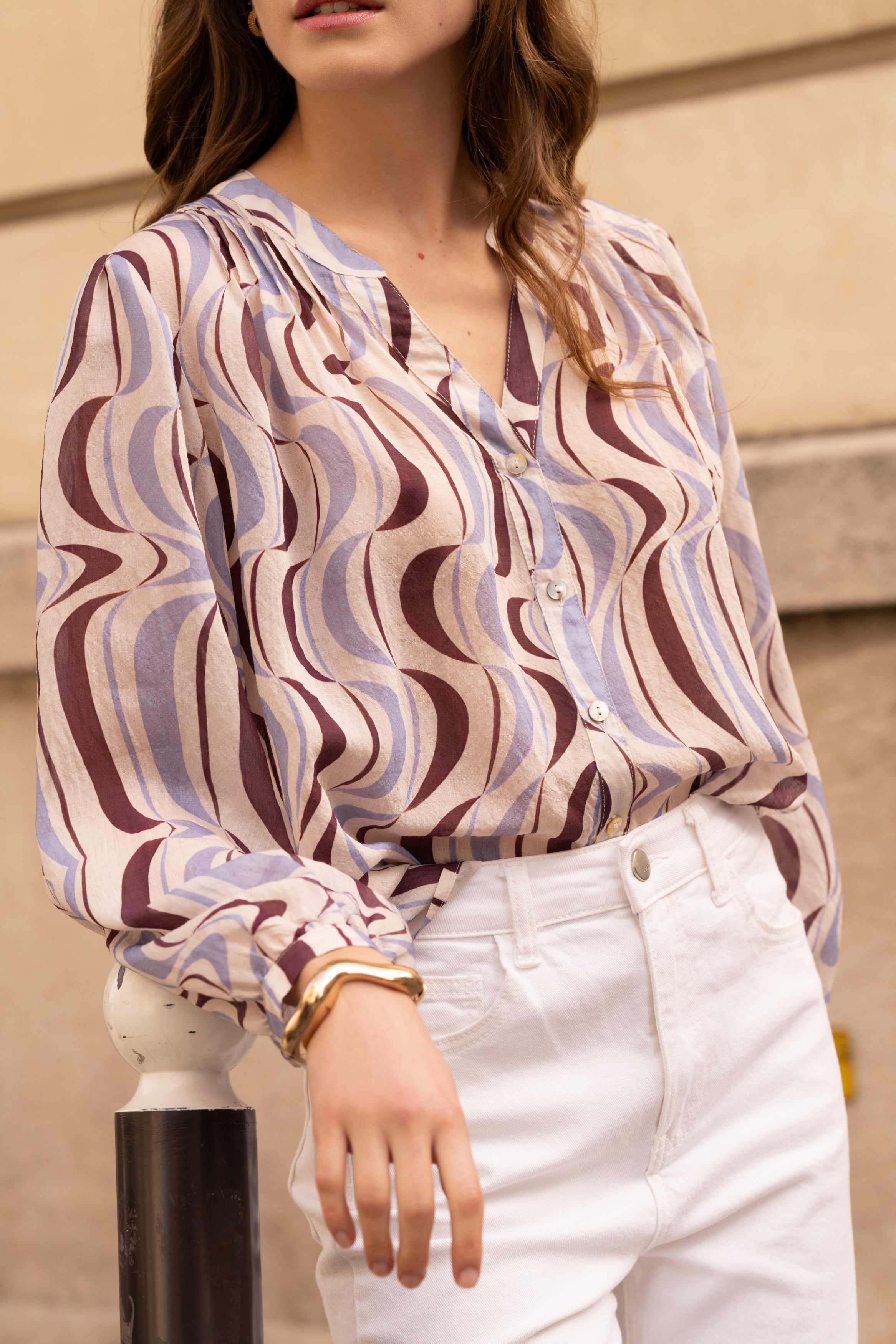 Chemise Eléna en soie imprimée fleurie