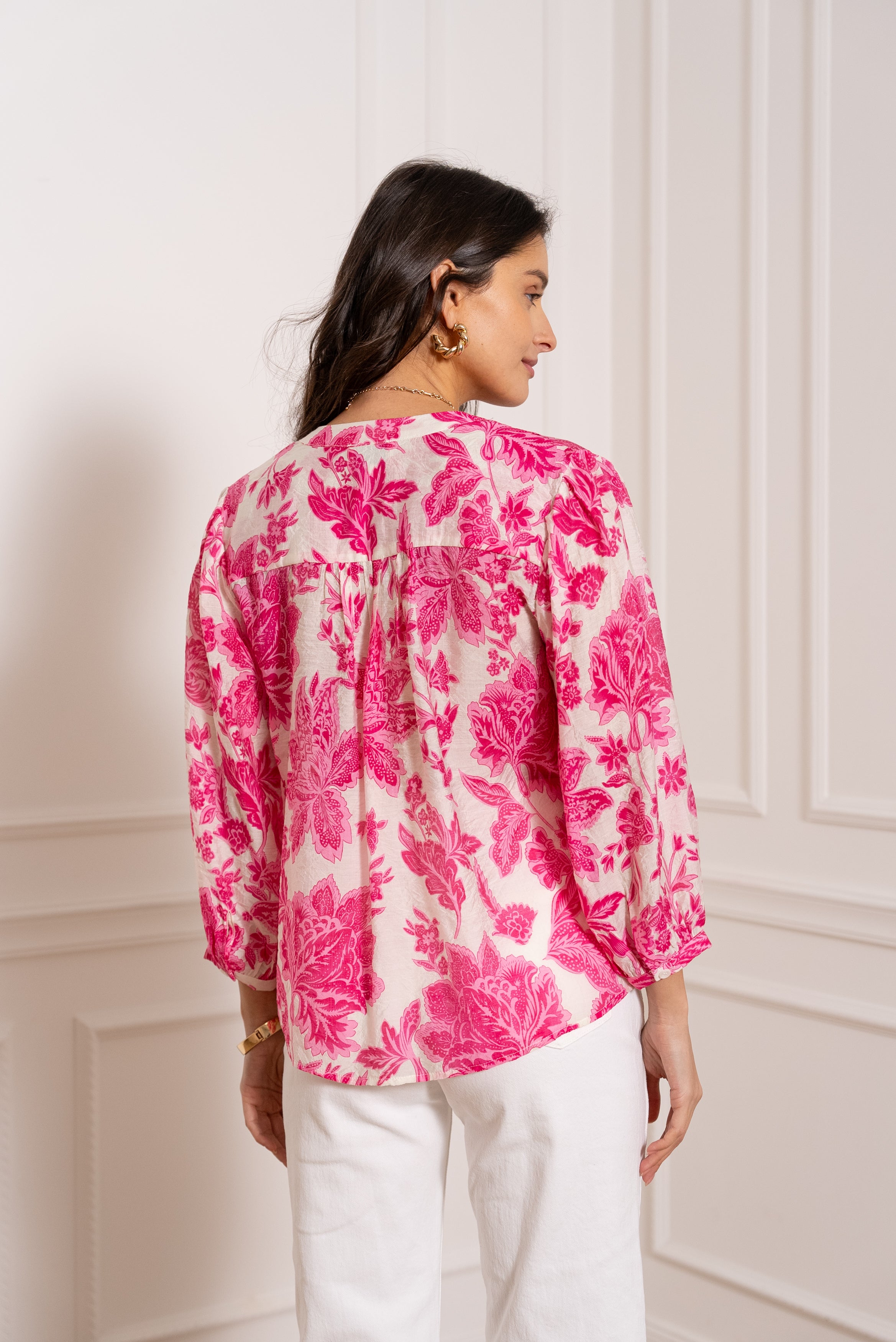 Chemise Eléna en soie imprimée fleurie