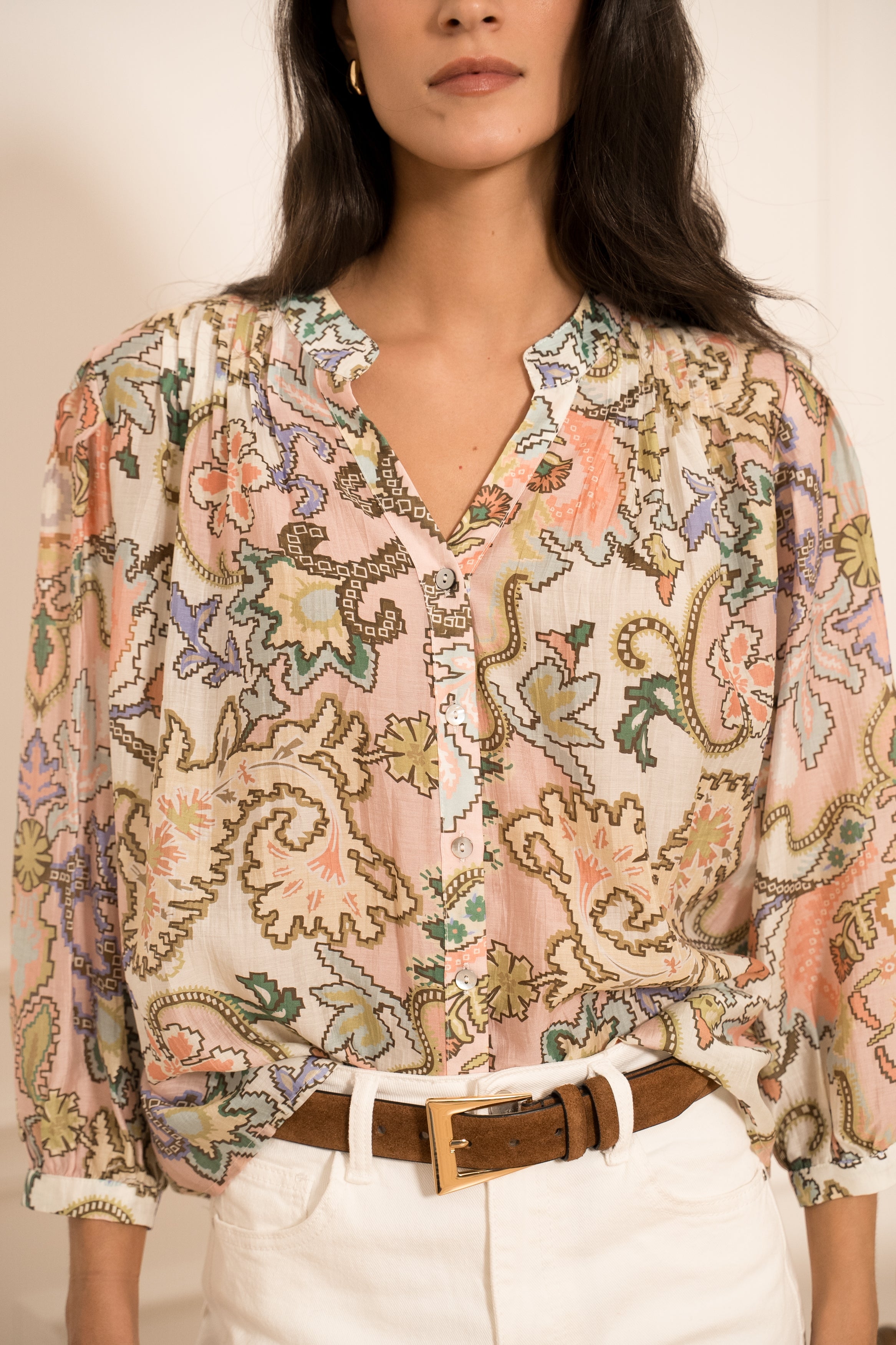 Eléna shirt in floral printed silk