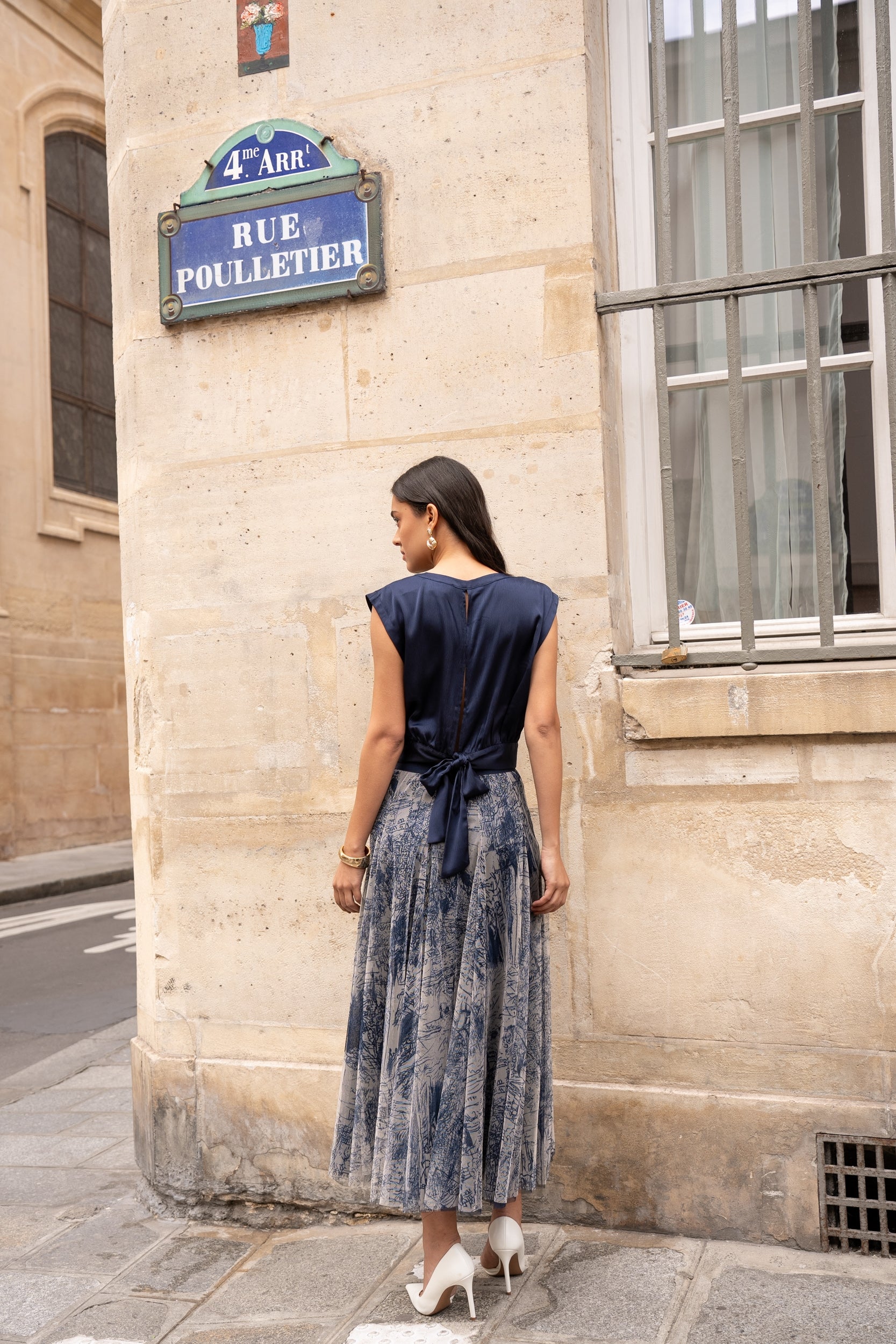 Jupe Ambre en tulle imprimé toile de Jouy