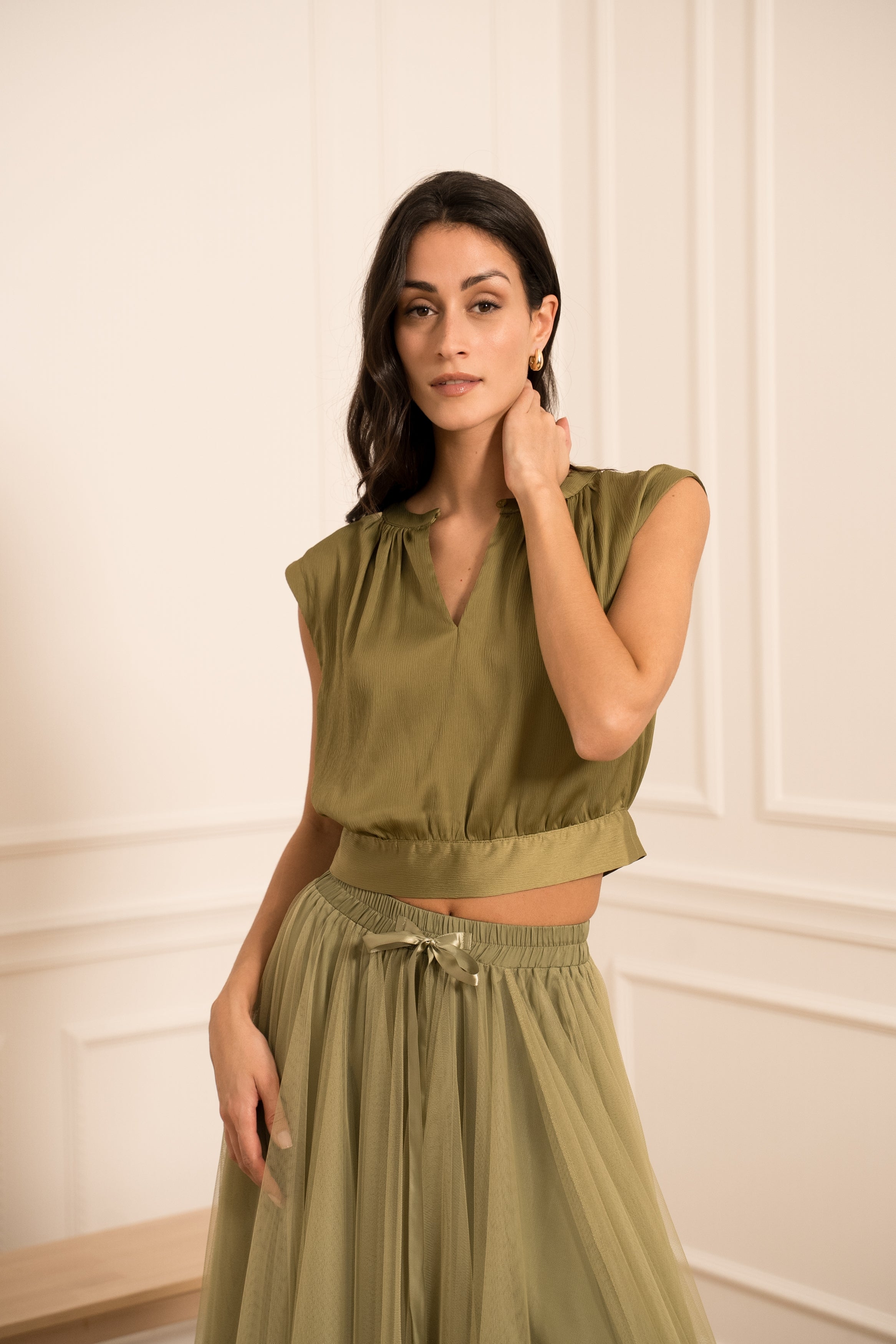 Crop-top soyeux Maguie noeud au dos