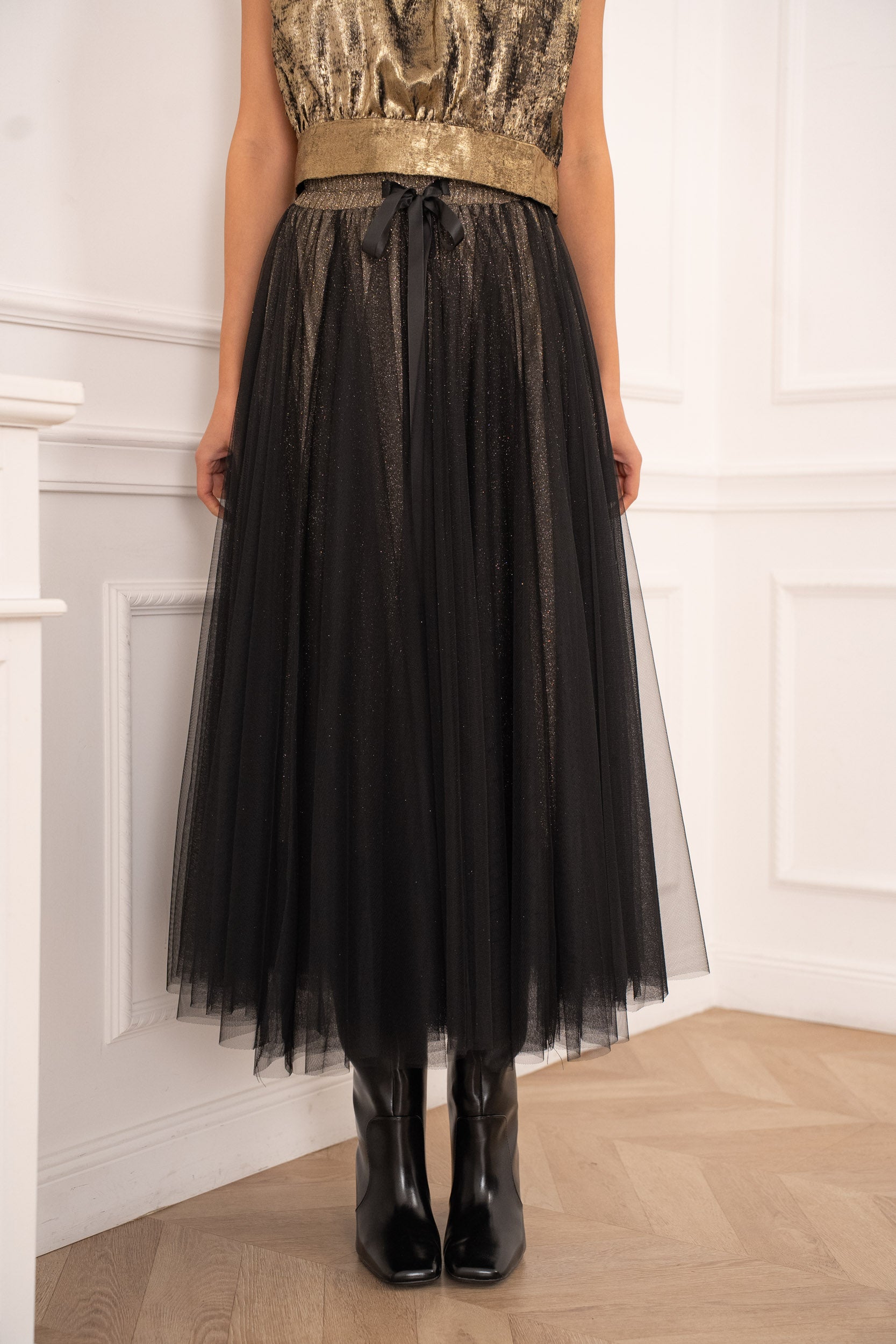 Jupe Aria en tulle à doublure pailletée