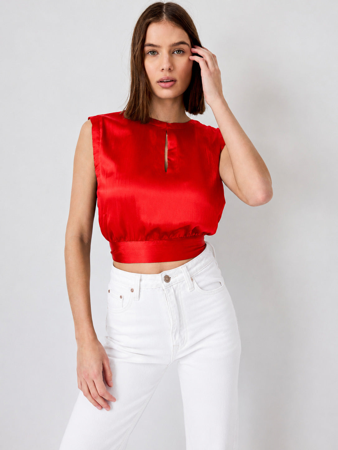 Crop-top soyeux Maguie noeud au dos