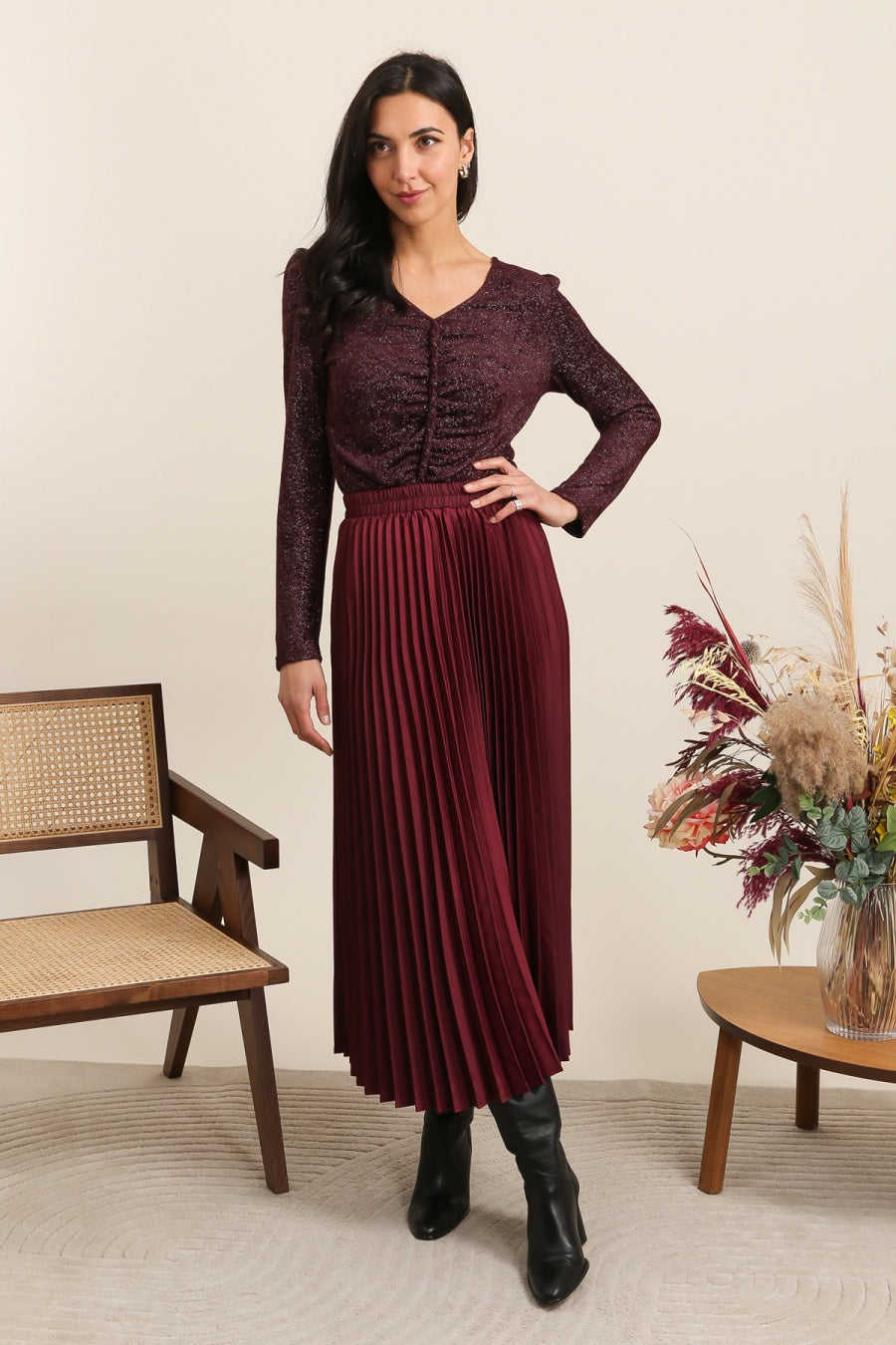 Jupe Diana en satin plissée