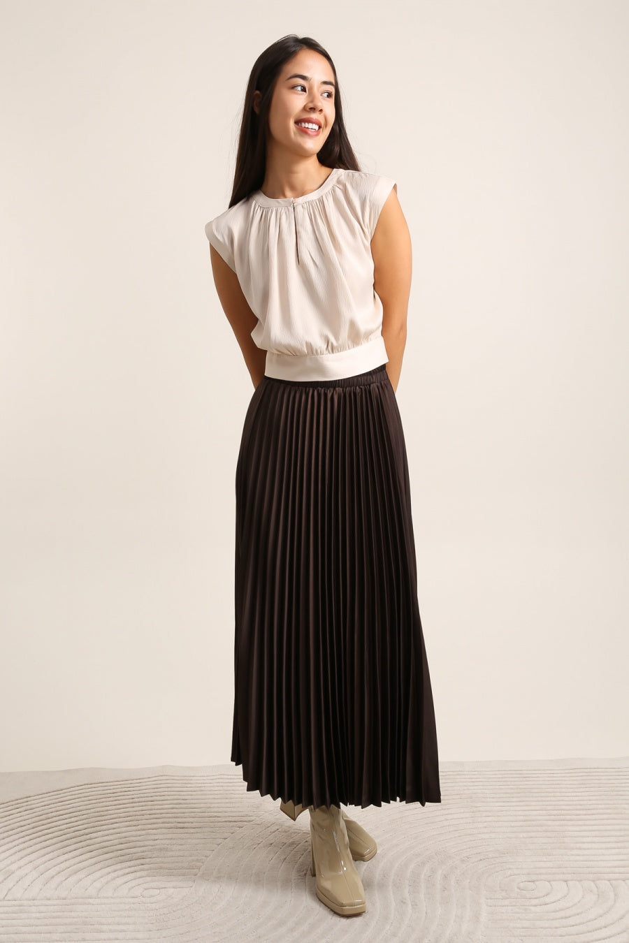 Wild leopard satin pleated skirt