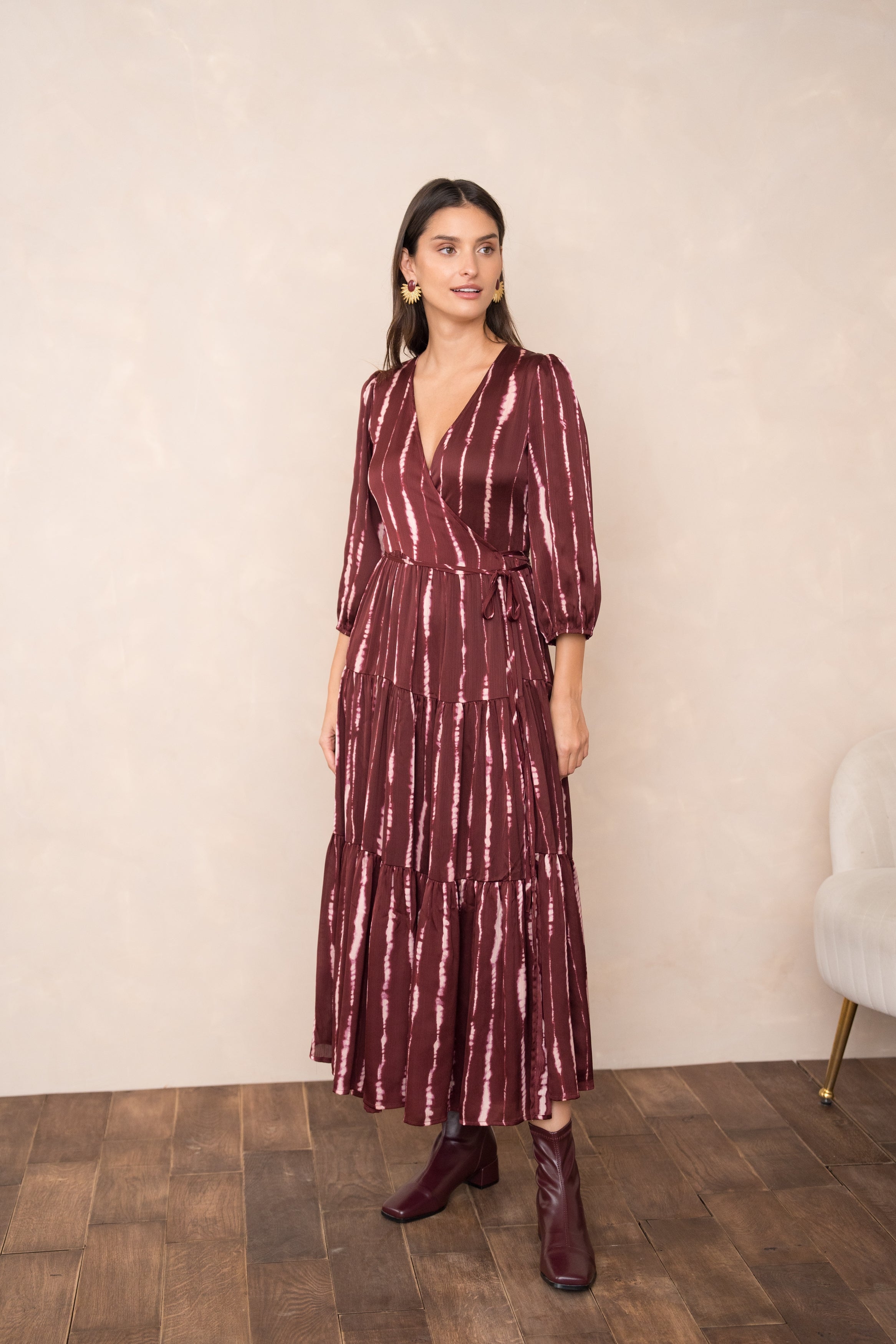 Robe longue portefeuille Ana