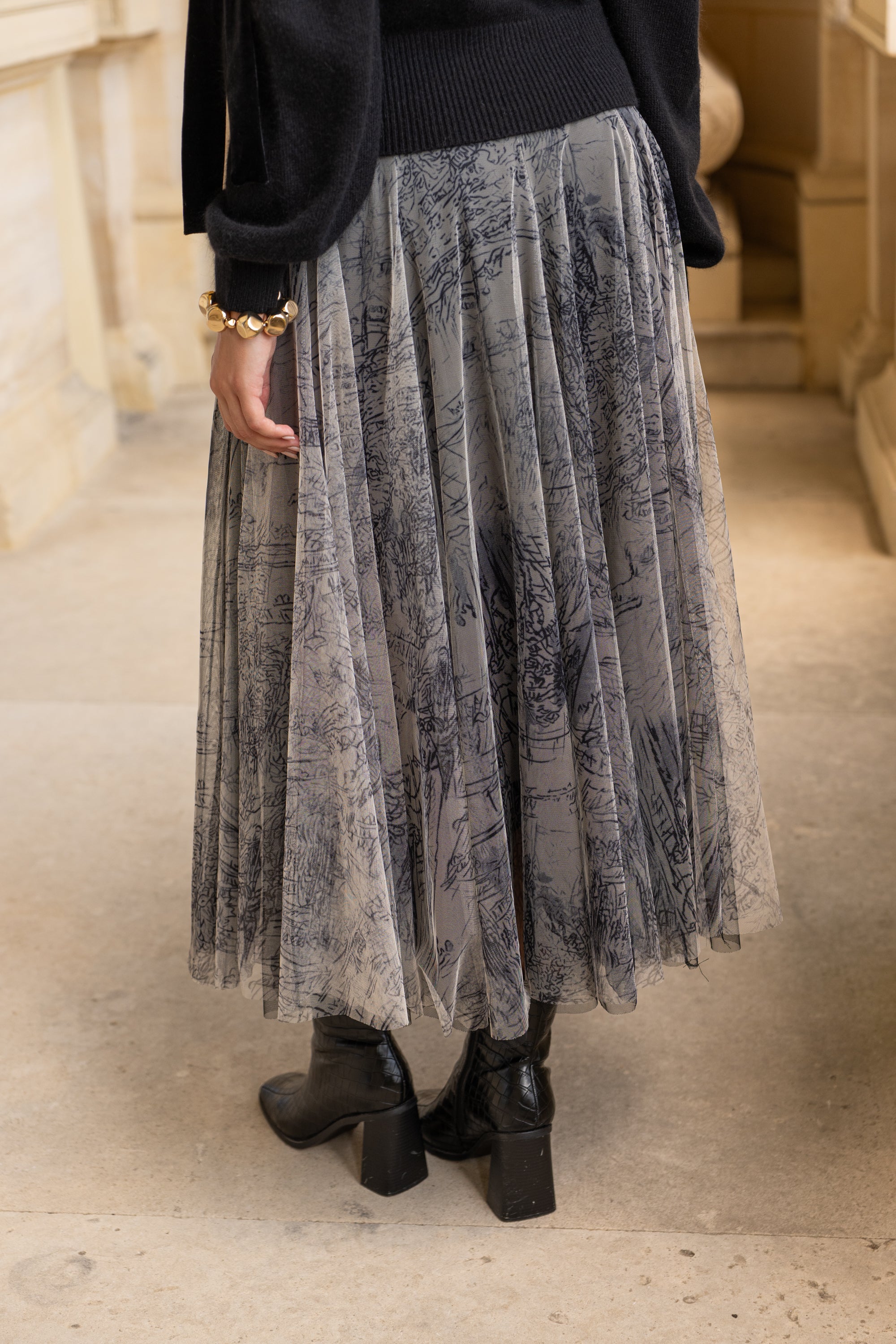 Jupe Ambre en tulle imprimé toile de Jouy