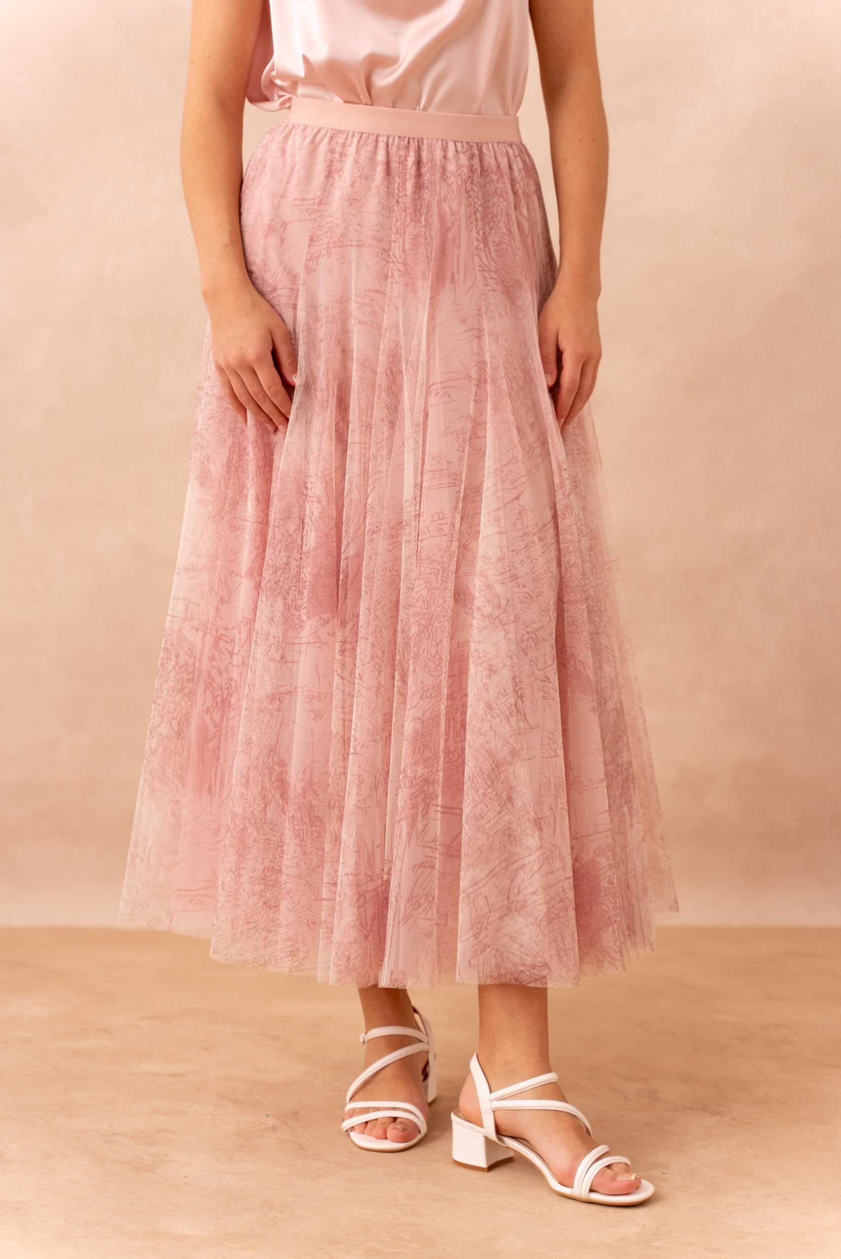 Jupe Ambre en tulle imprimé toile de Jouy