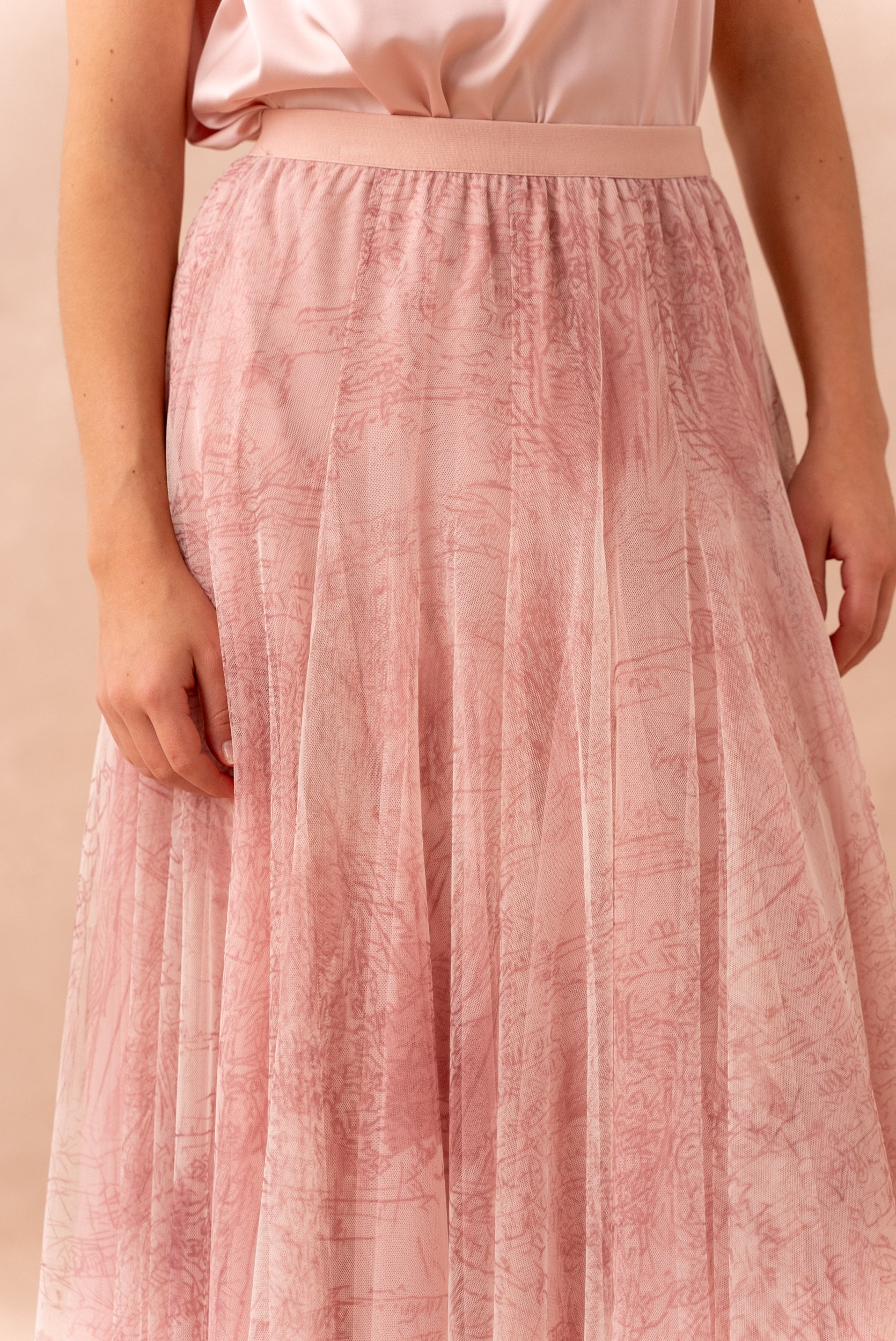 Jupe Ambre en tulle imprimé toile de Jouy