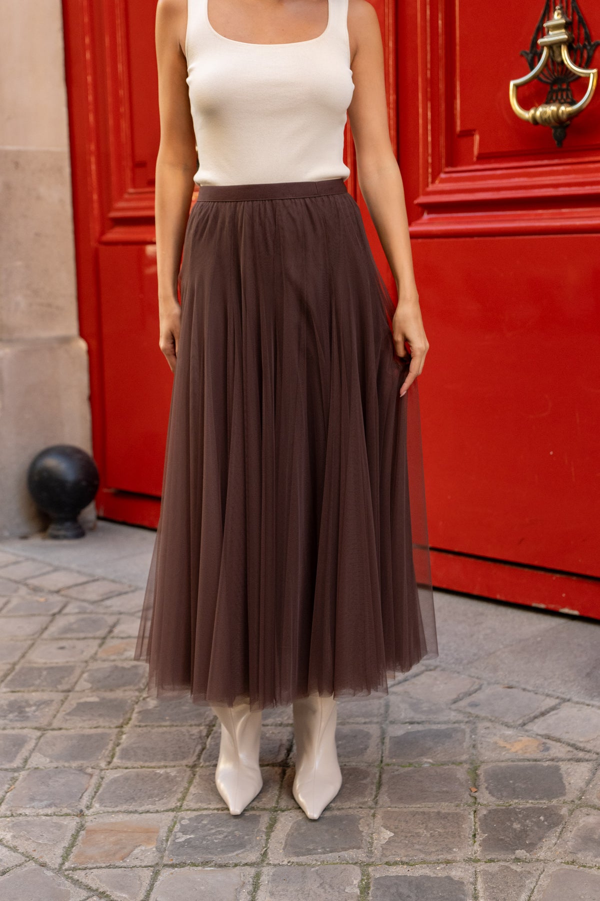 Jupe Ambre en tulle coupe slim