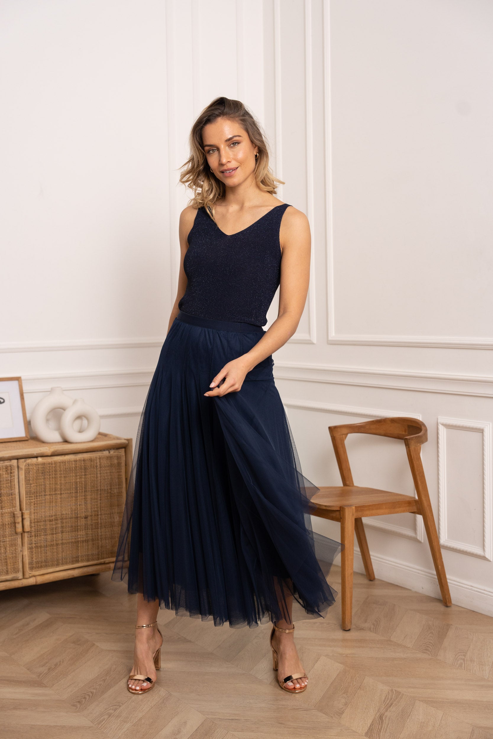 Jupe Ambre en tulle coupe slim