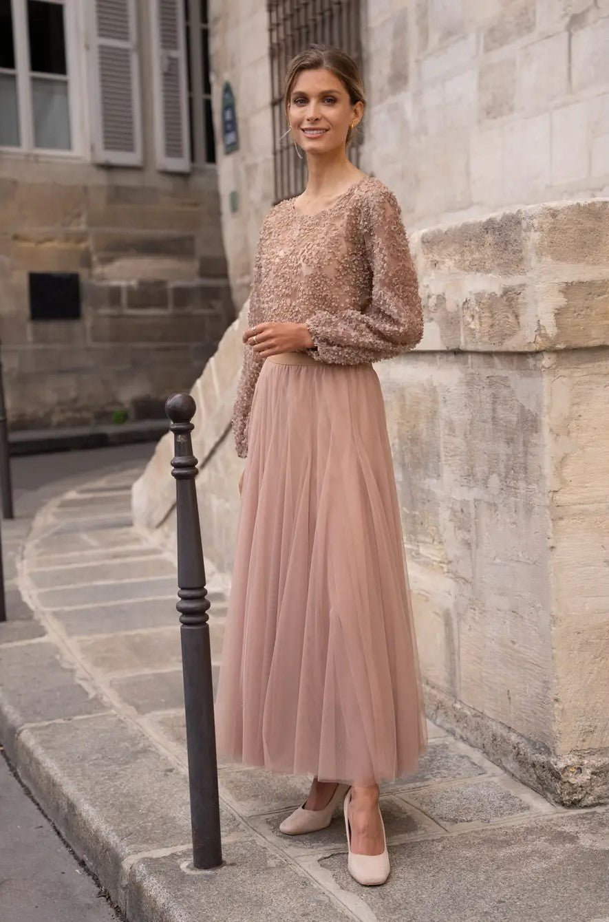 Jupe Ambre en tulle coupe slim