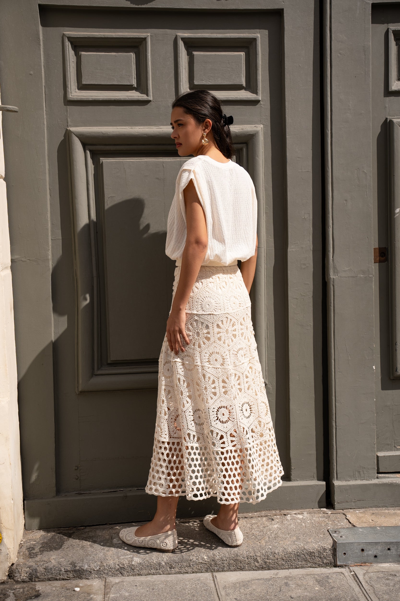 Jupe Mathilda crochet en maille ajourée