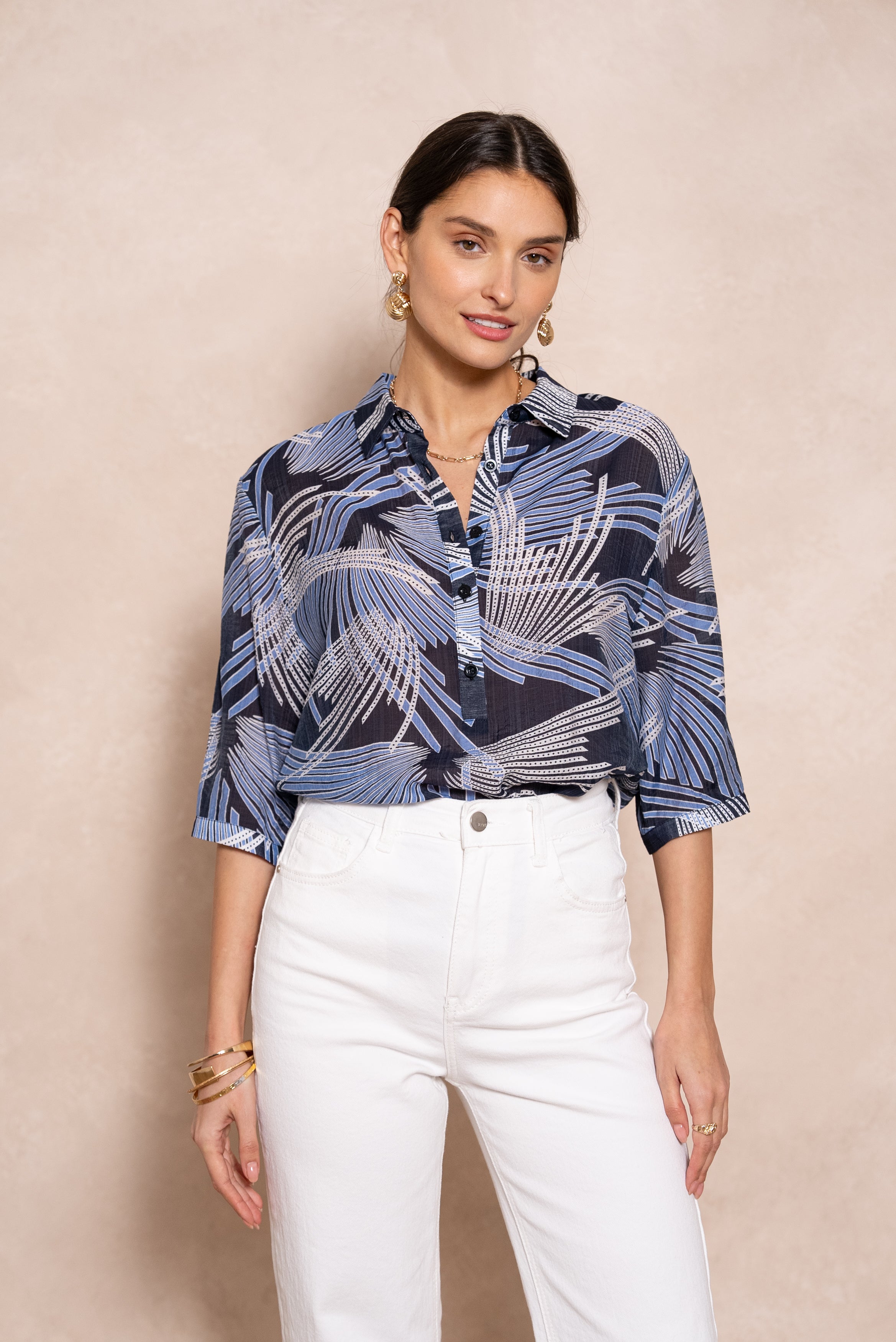 Eléna shirt in floral printed silk