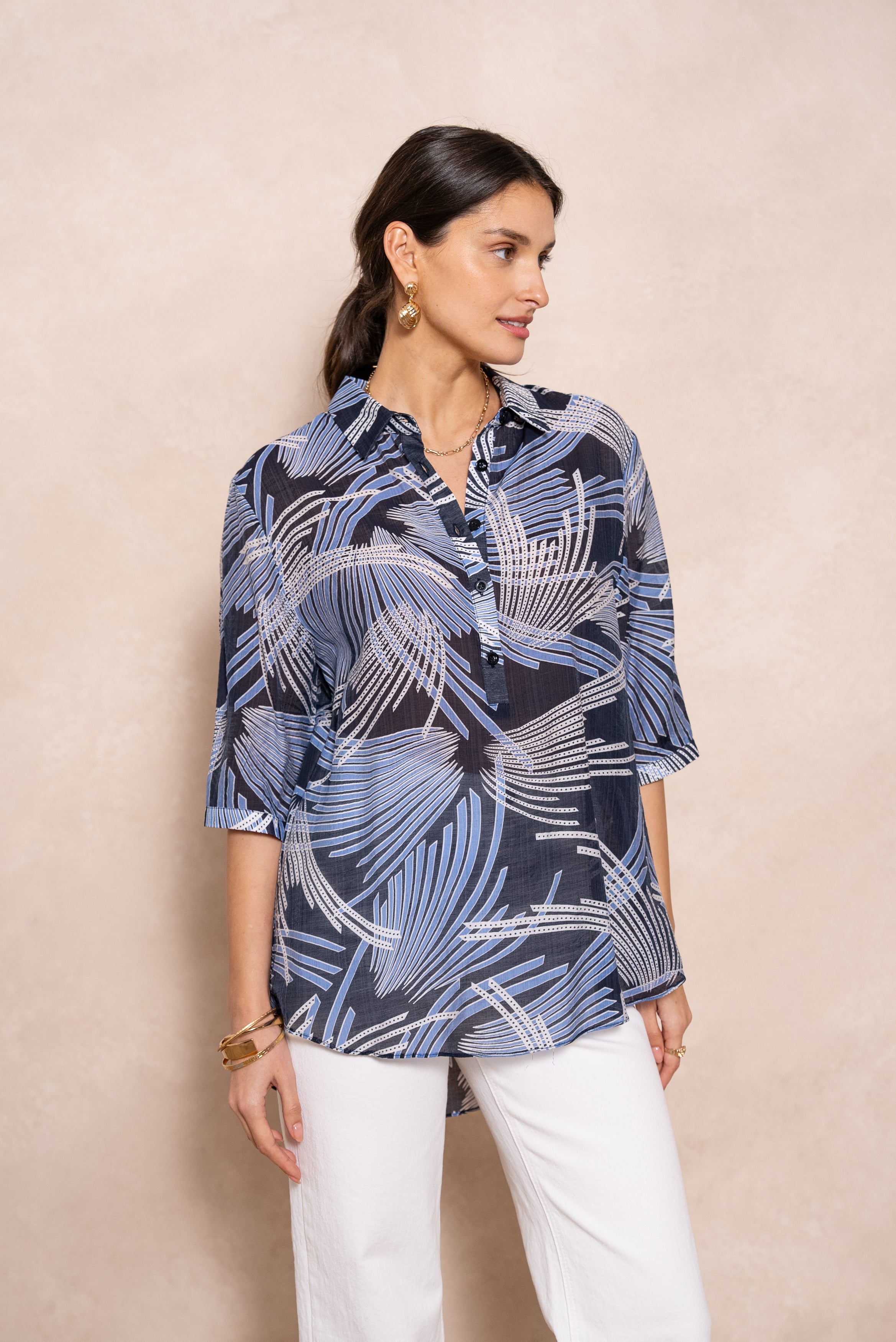 Eléna shirt in floral printed silk