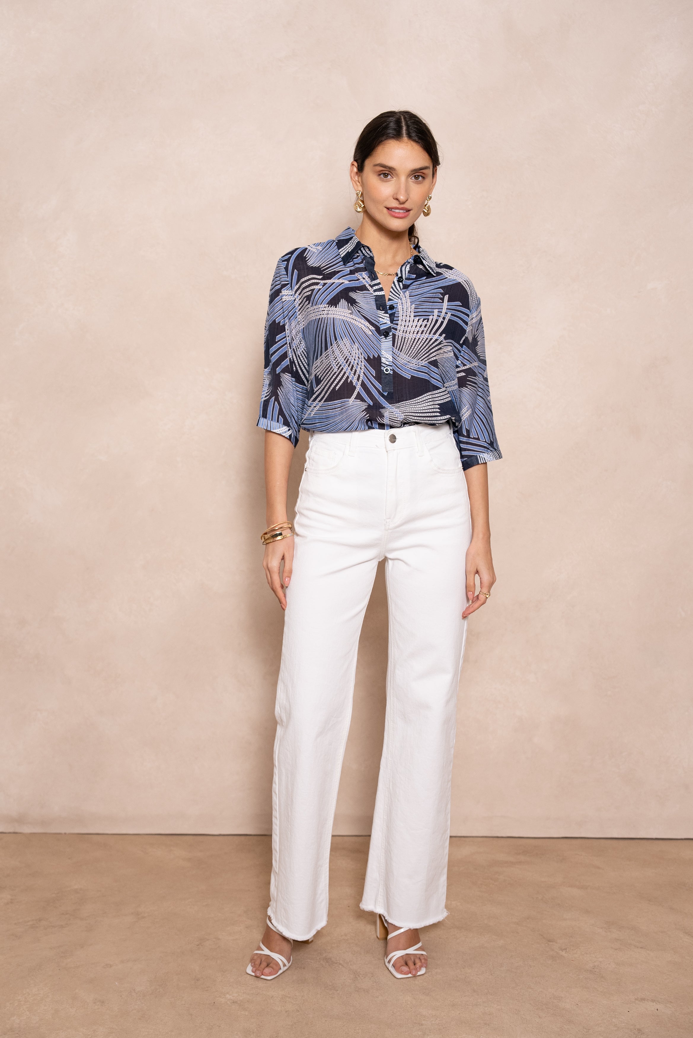 Eléna shirt in floral printed silk