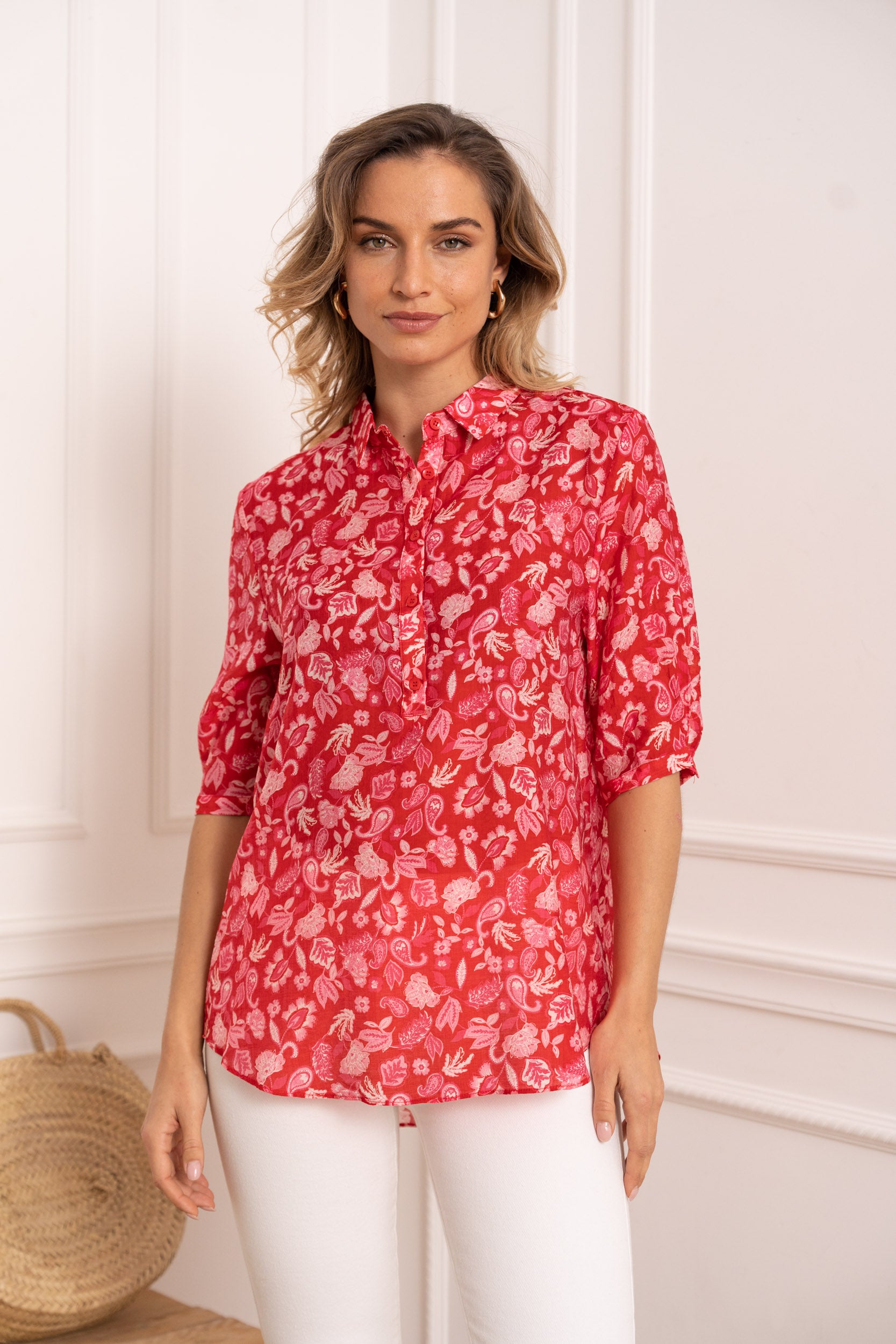 Eléna shirt in floral printed silk