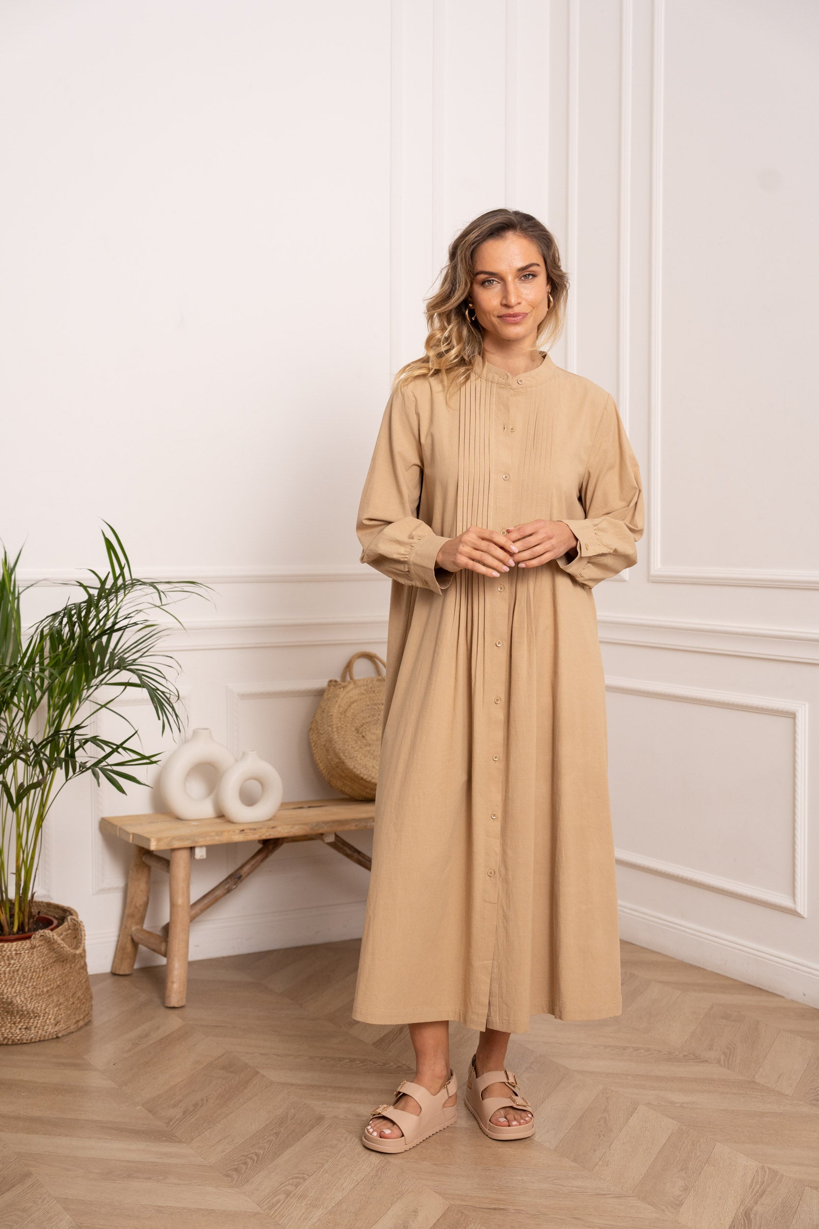 Robe longue en lin & coton