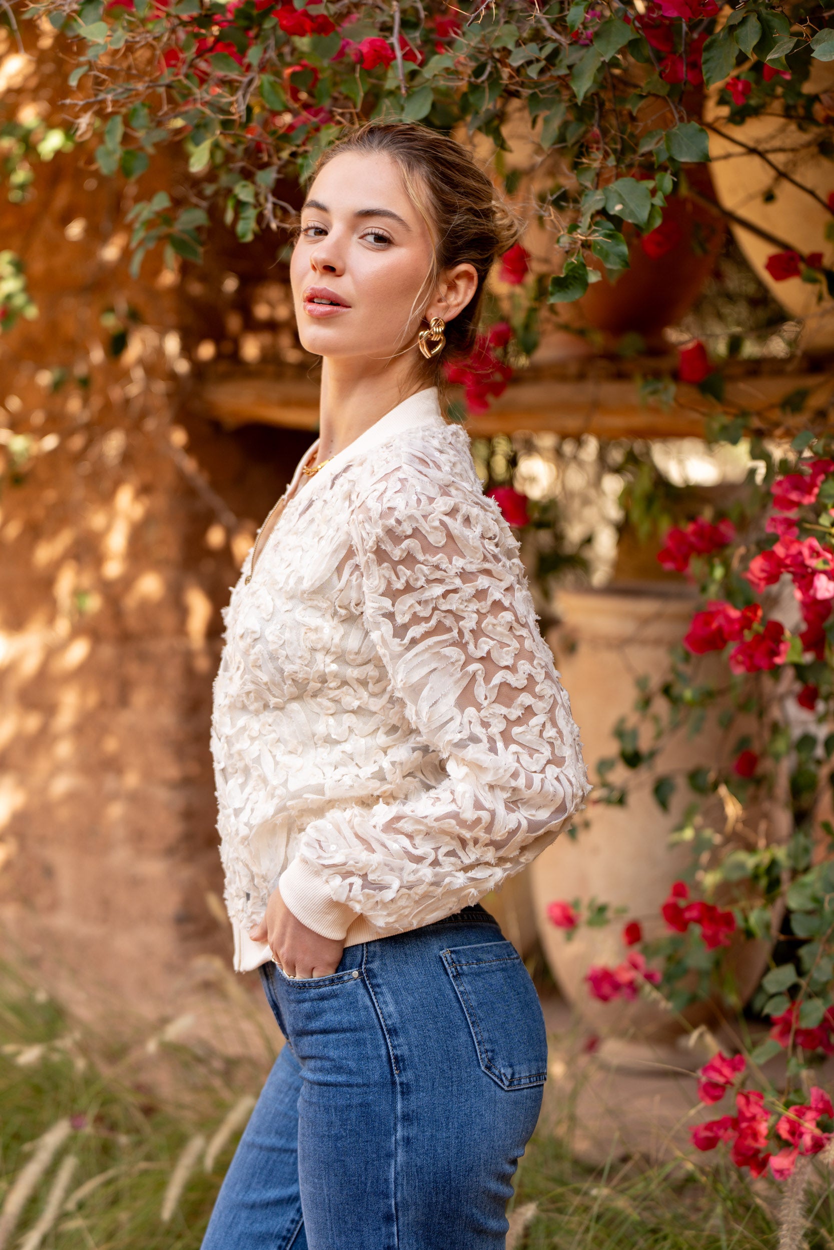 Veste bombers en dentelle