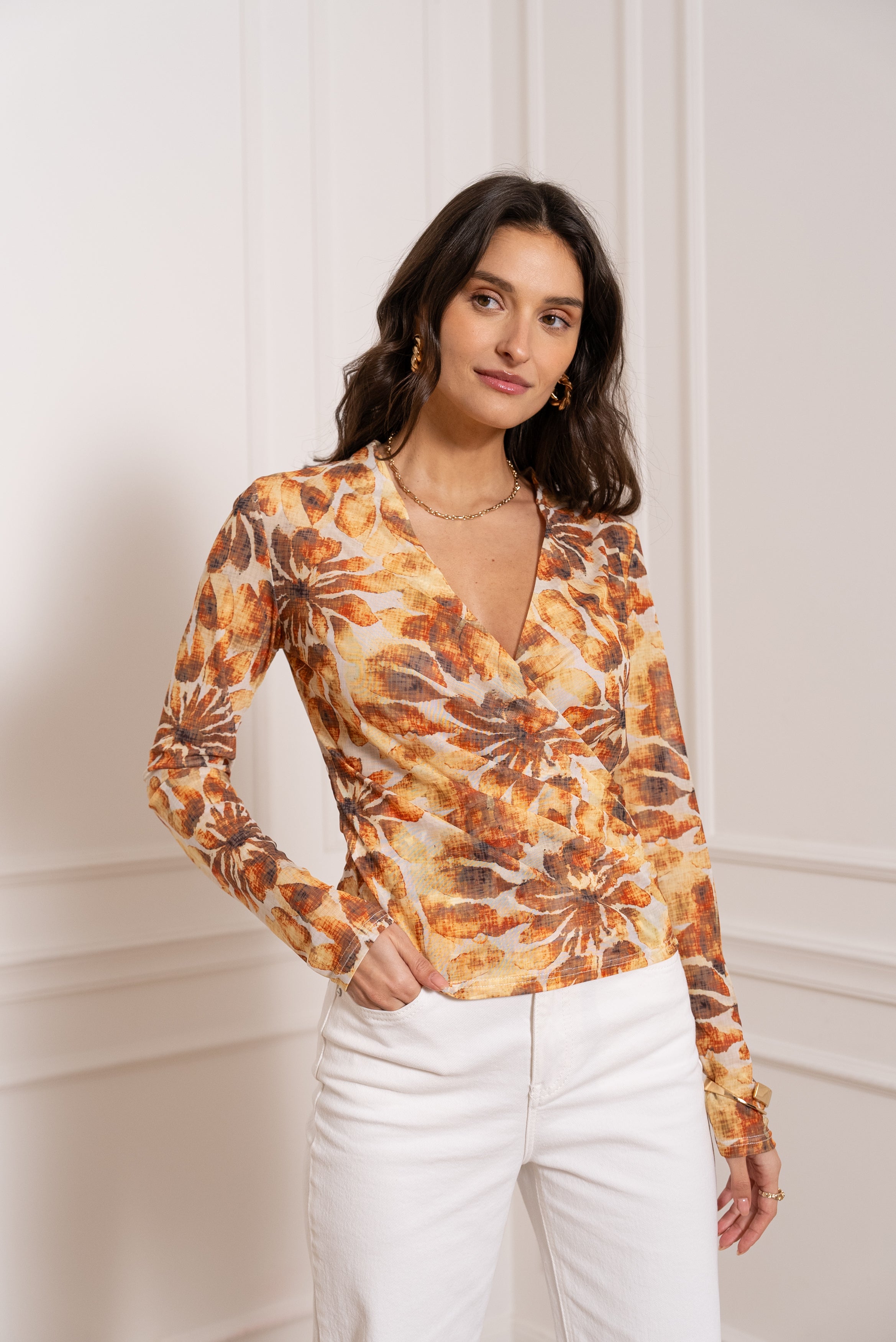 Elisabeth Leopard satin top