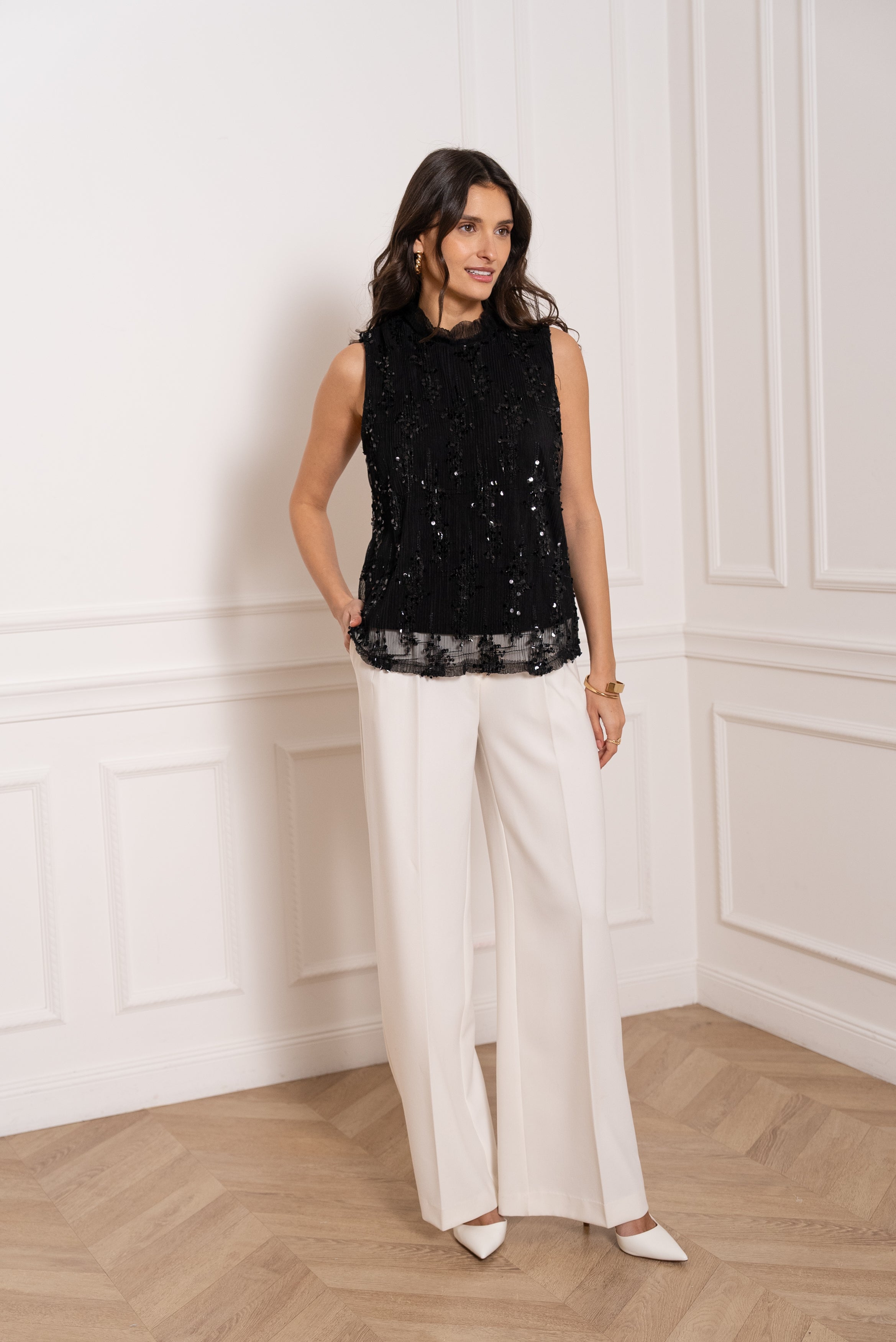 Top débardeur orné de paillettes