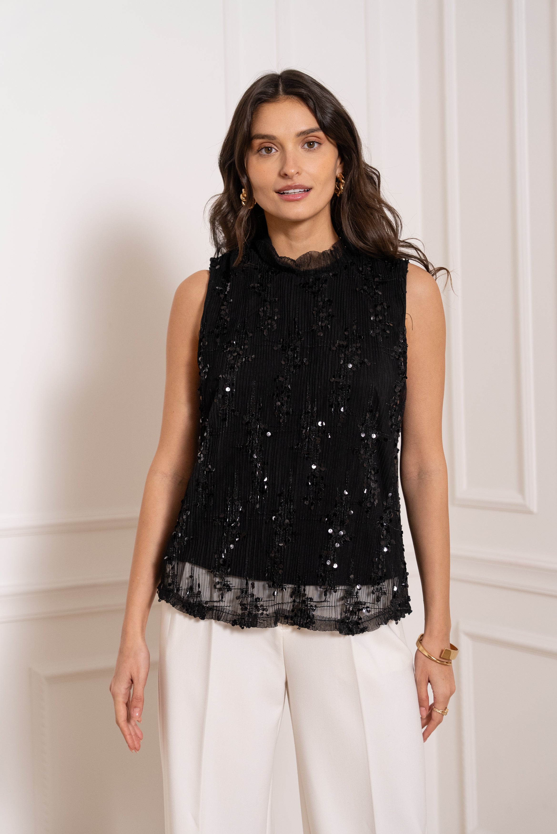 Top débardeur orné de paillettes