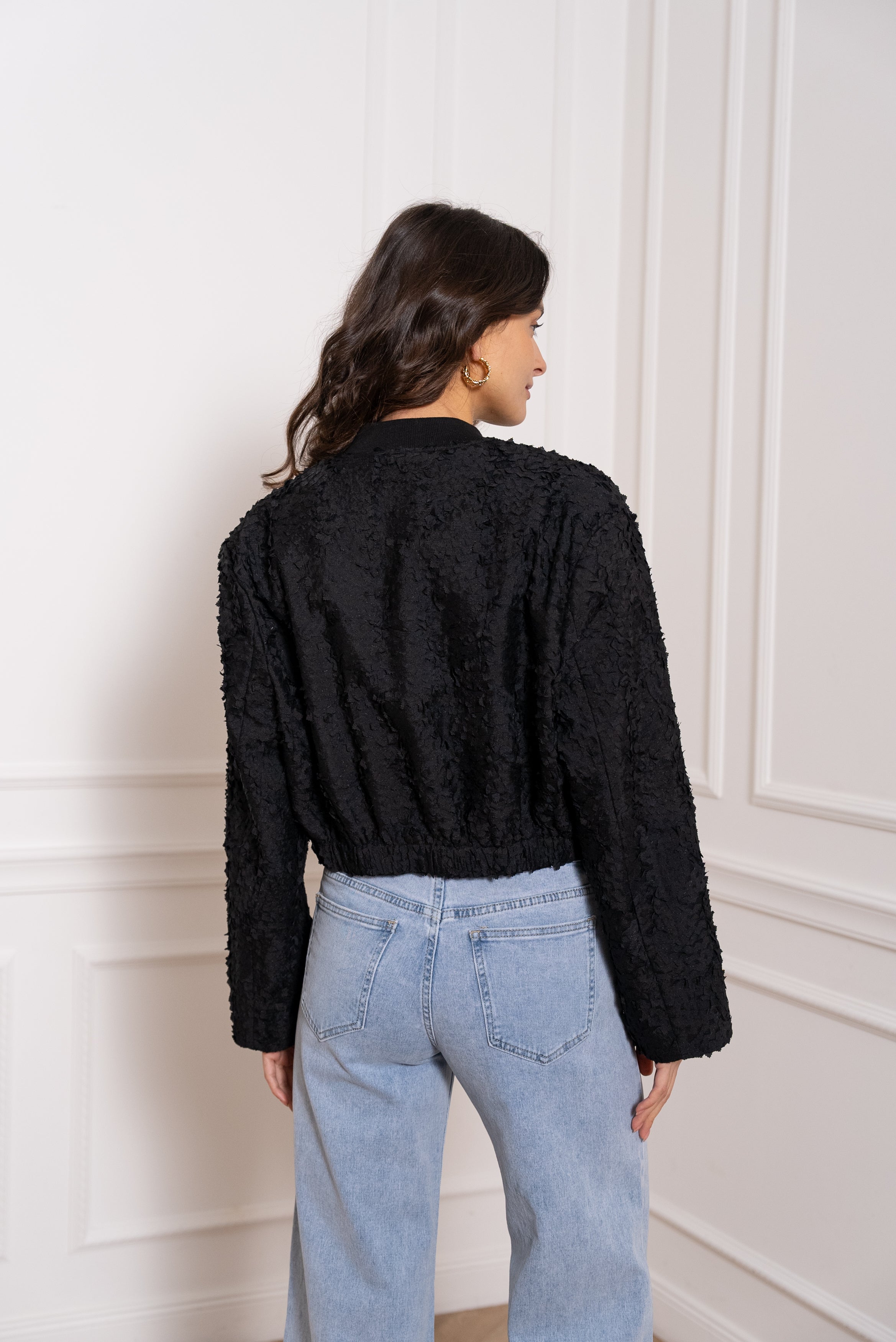 Veste bomber courte texturée