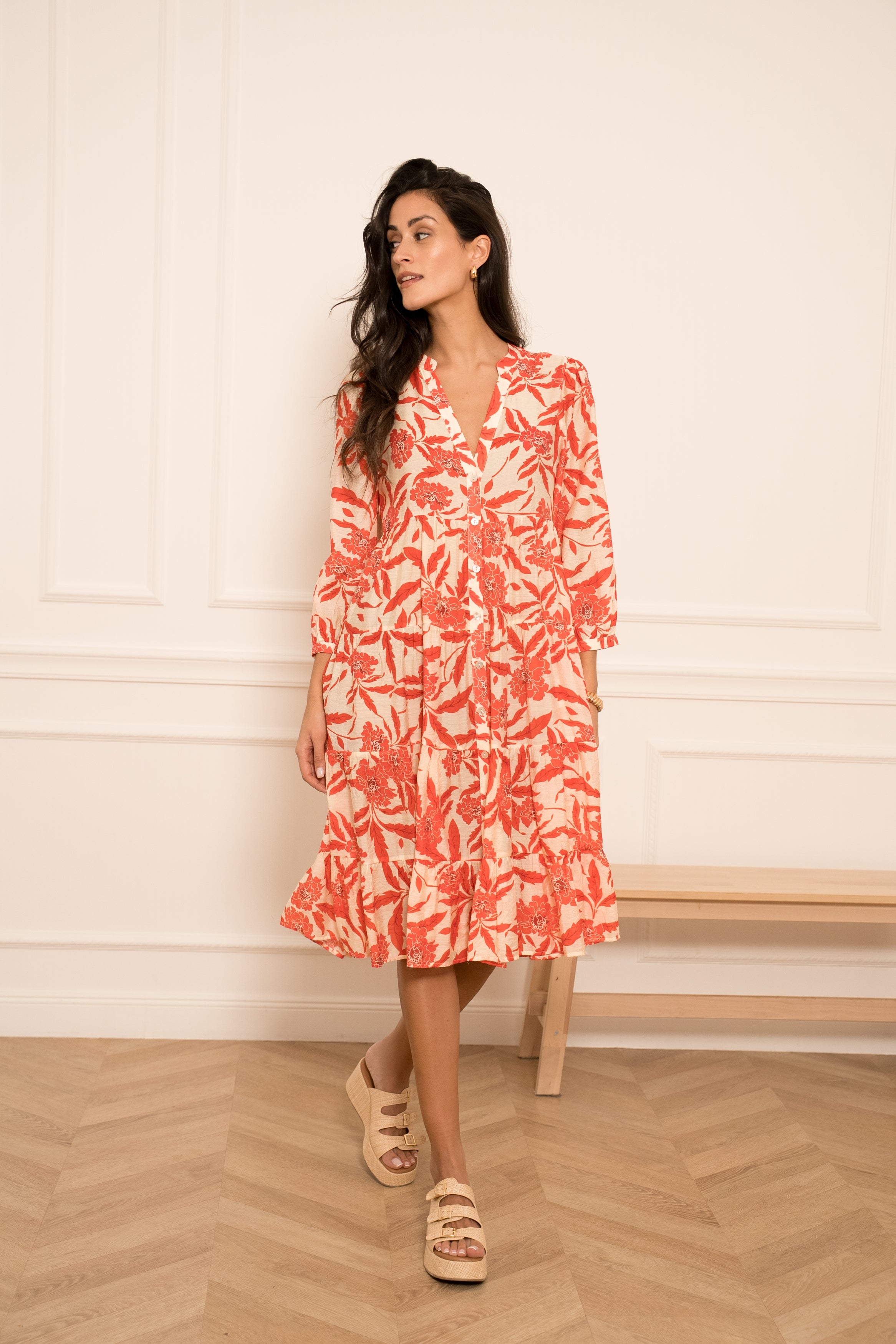 Mid-length printed dress Saint-Tropez